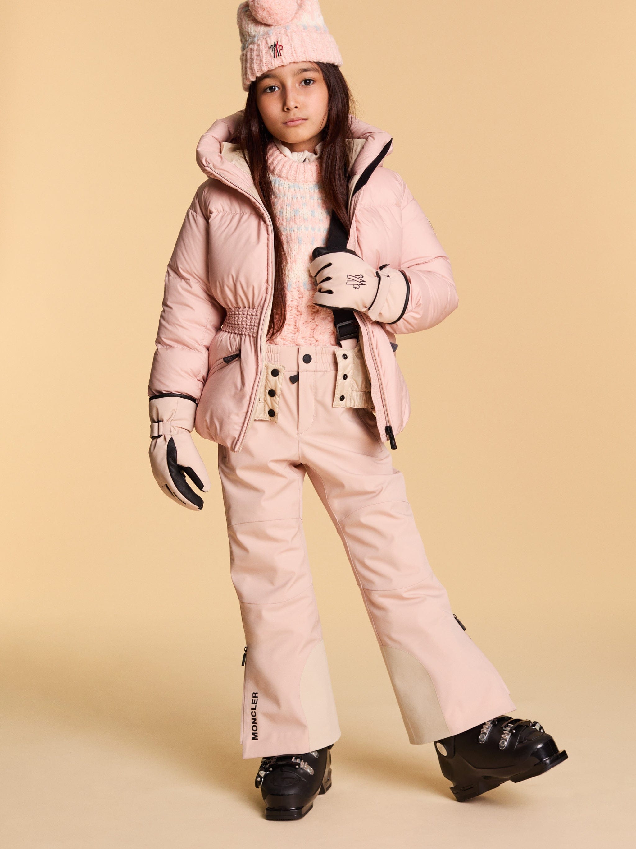 Moncler Enfant Girls Grenoble Ski Gloves in Pink
