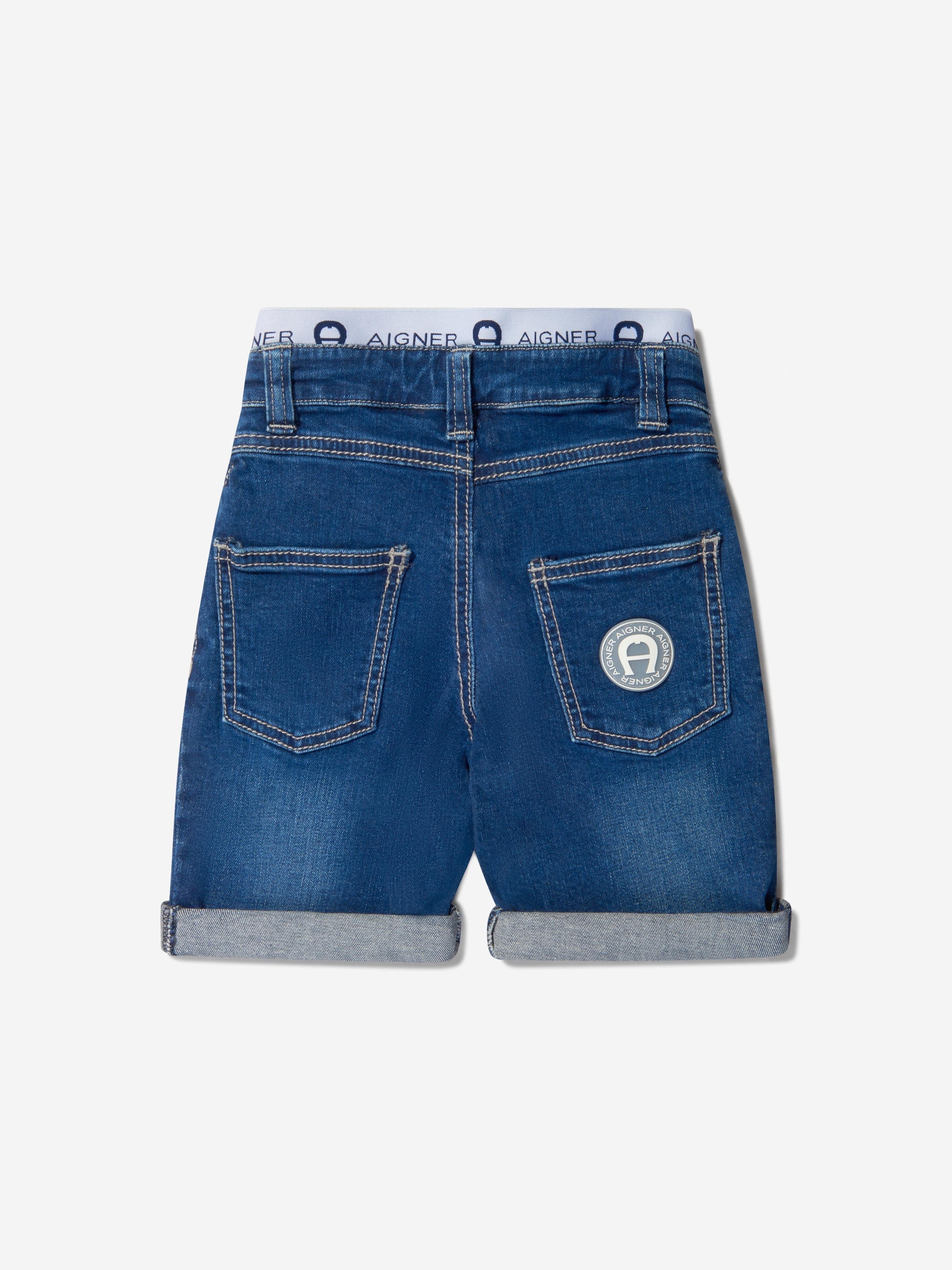 Aigner Boys Cotton Stretch Denim Shorts