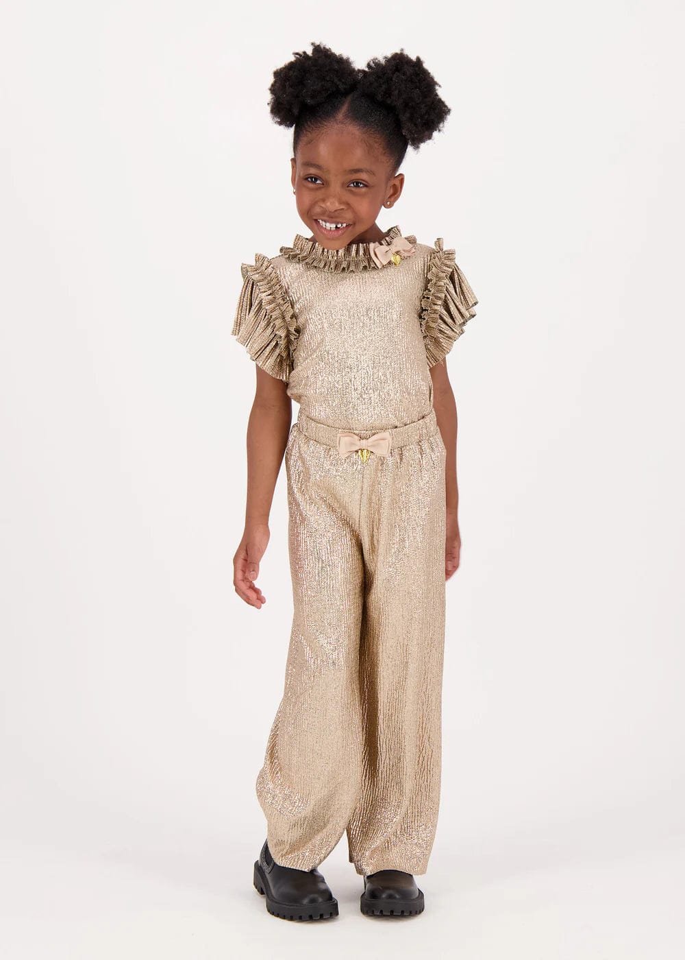 Girls Fortune Pleated Set in Gold