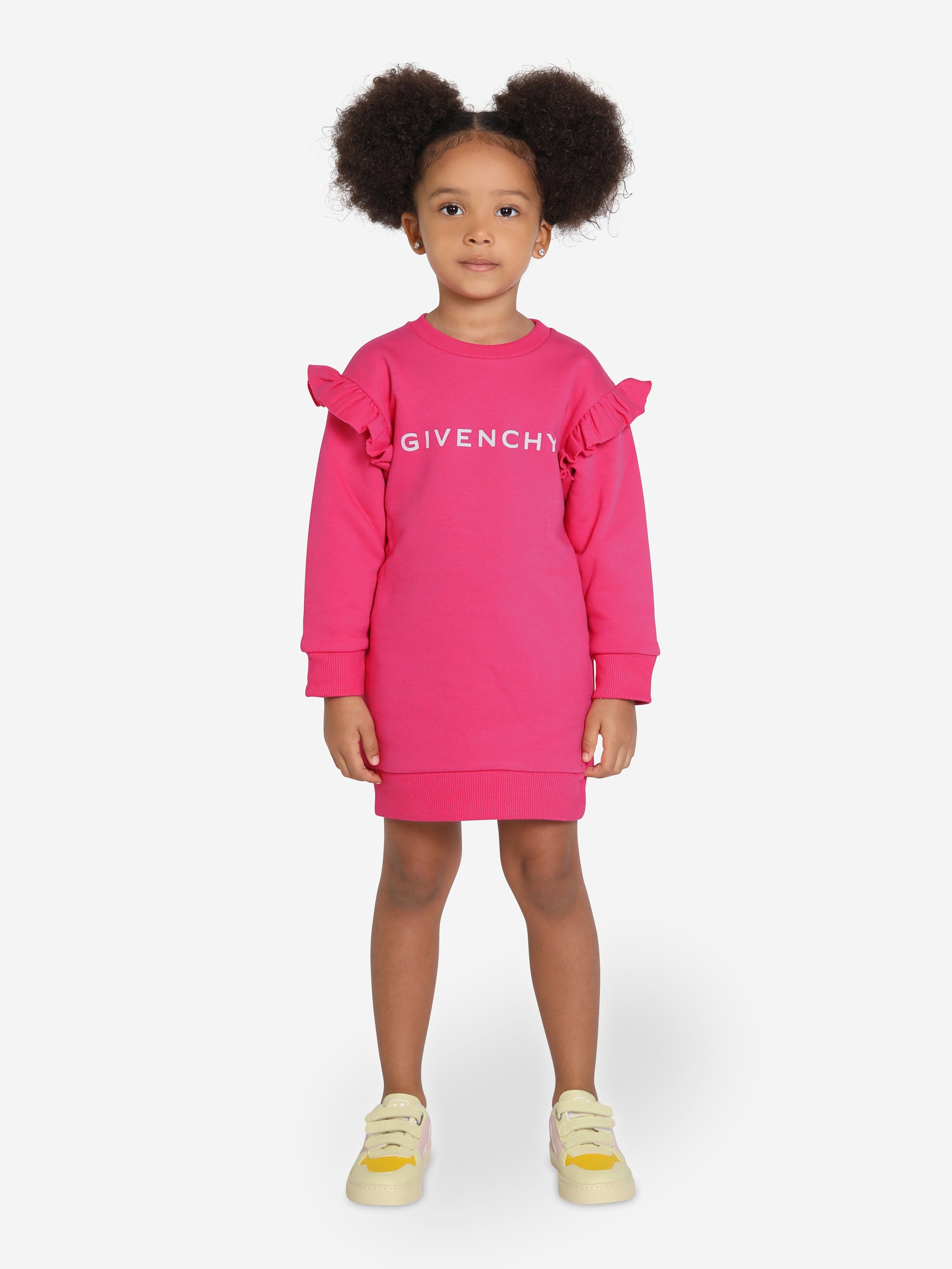 Givenchy Girls Frilly Fleece Dress in Pink