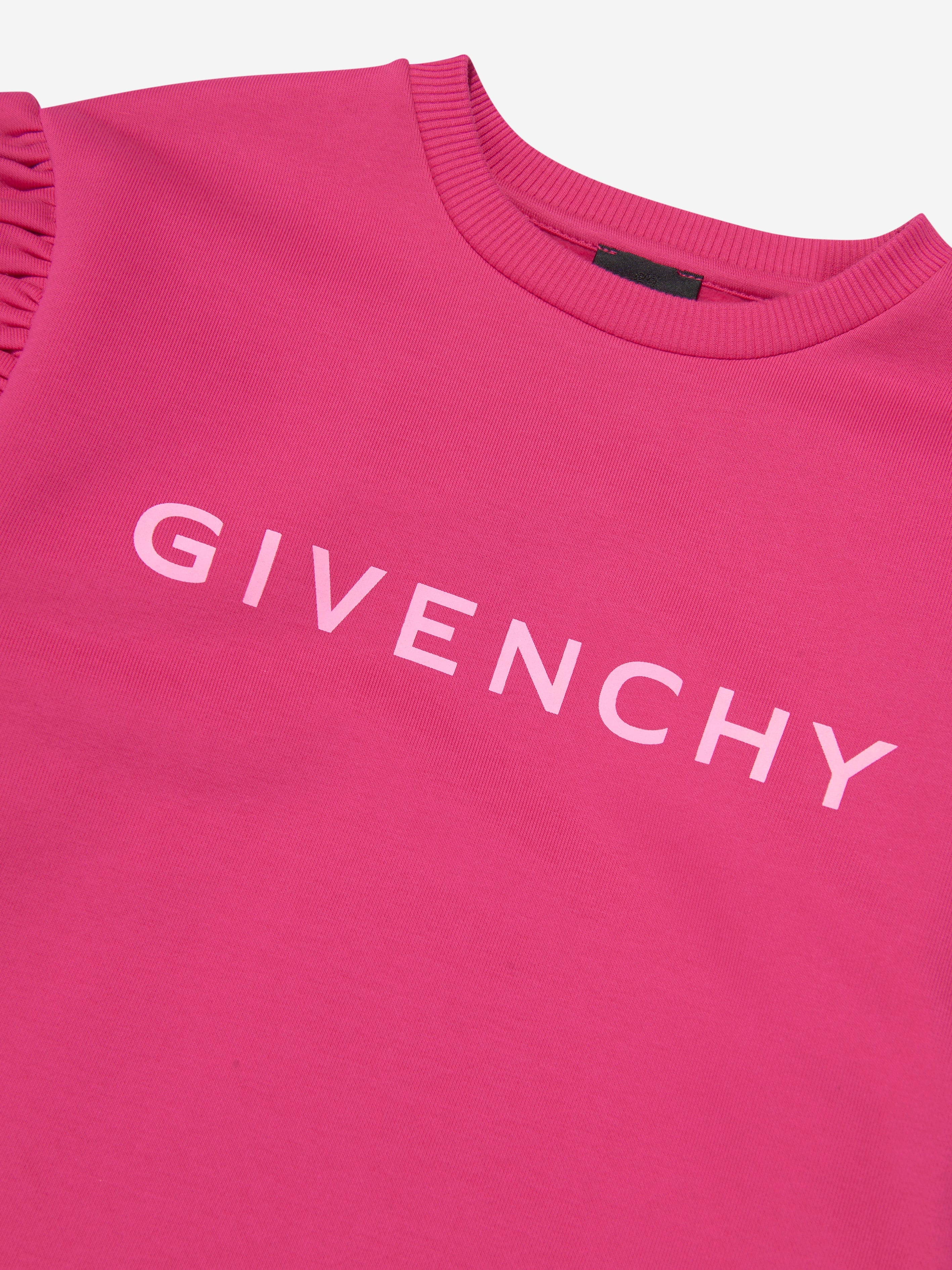 Givenchy Girls Frilly Fleece Dress in Pink