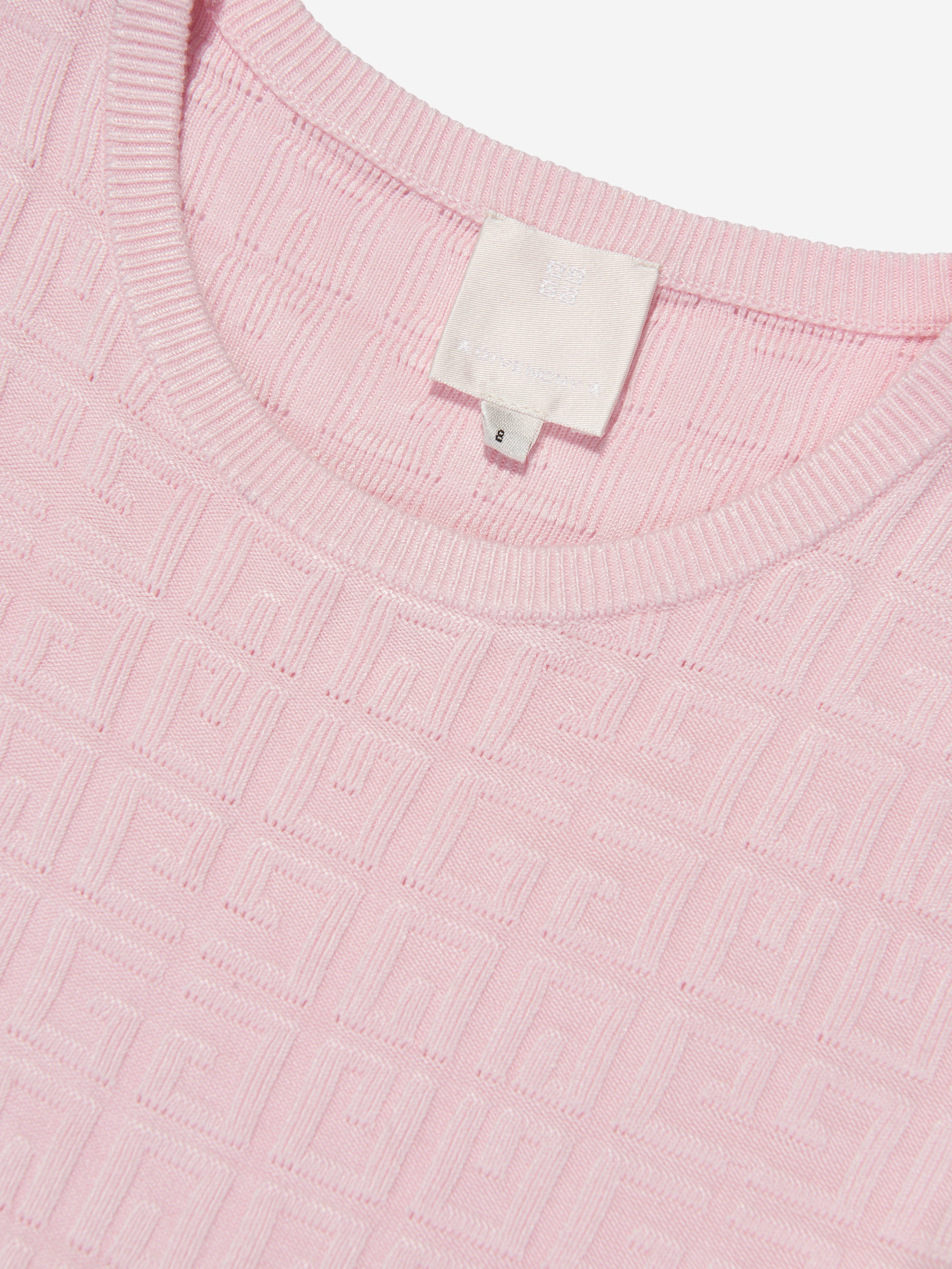 Givenchy Girls Knitted Logo Dress in Pink