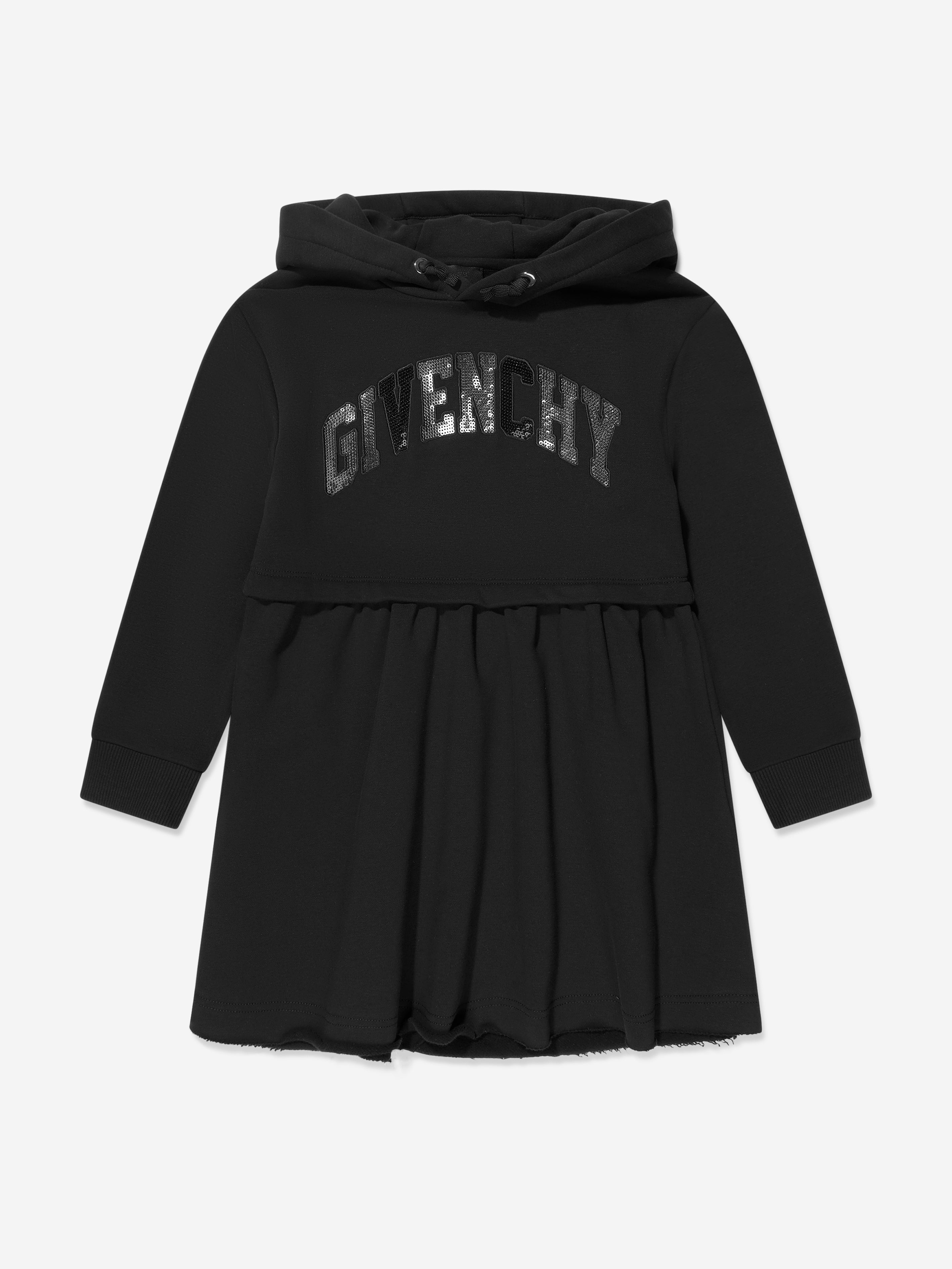 Givenchy Girls Hooded Logo Dress in Black