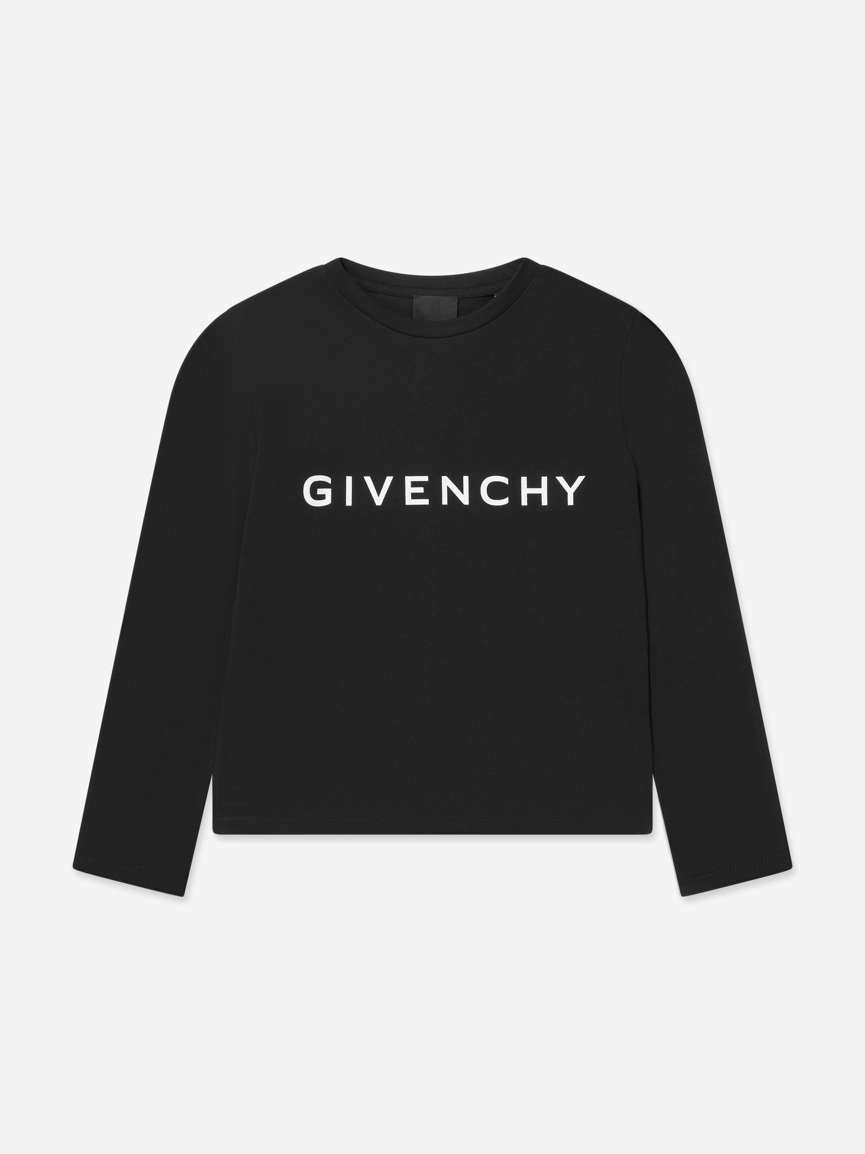 Givenchy Girls Long Sleeve Logo T-Shirt in Black