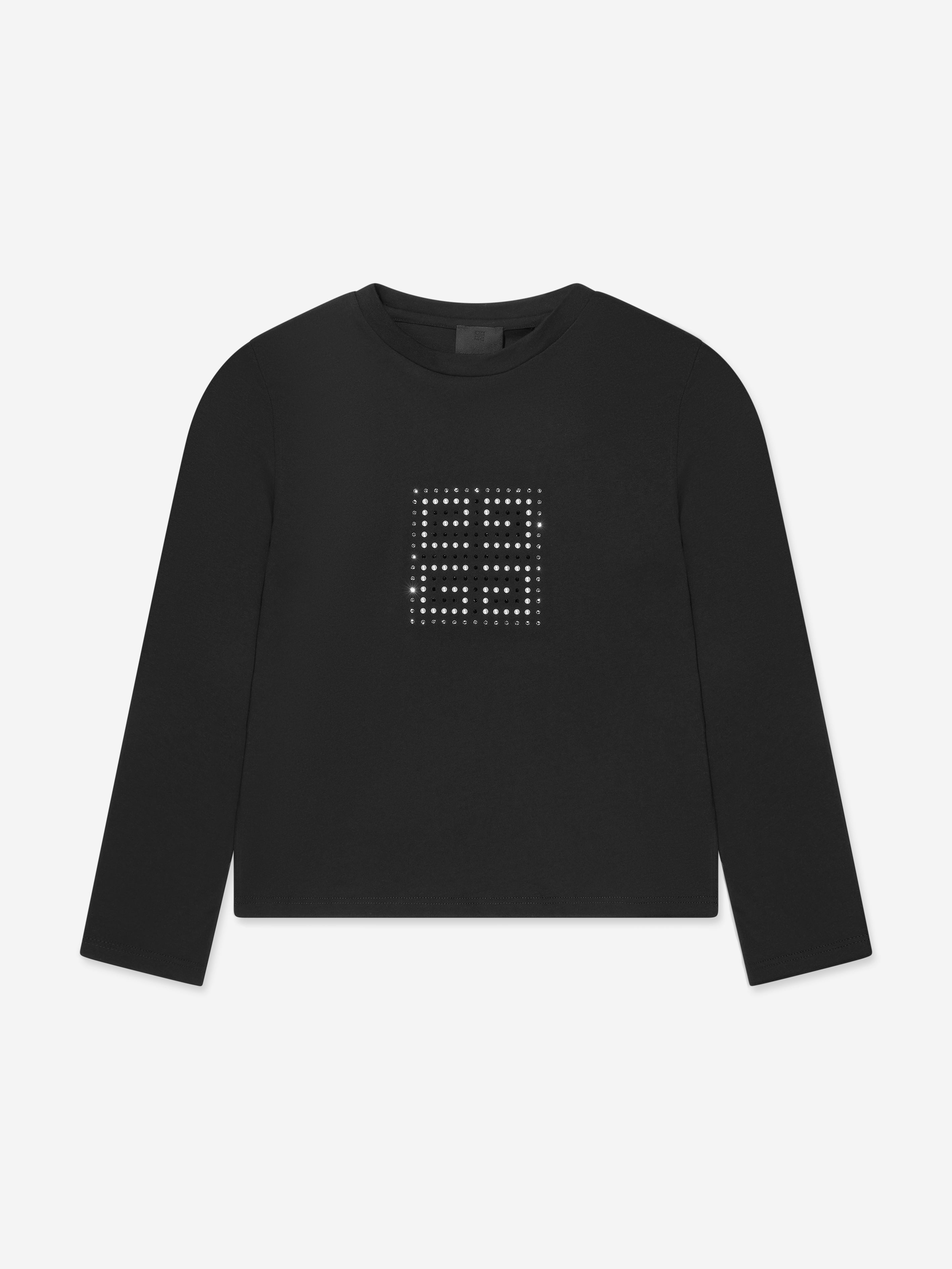 Givenchy Girls Long Sleeve Swarovski 4G T-Shirt in Black