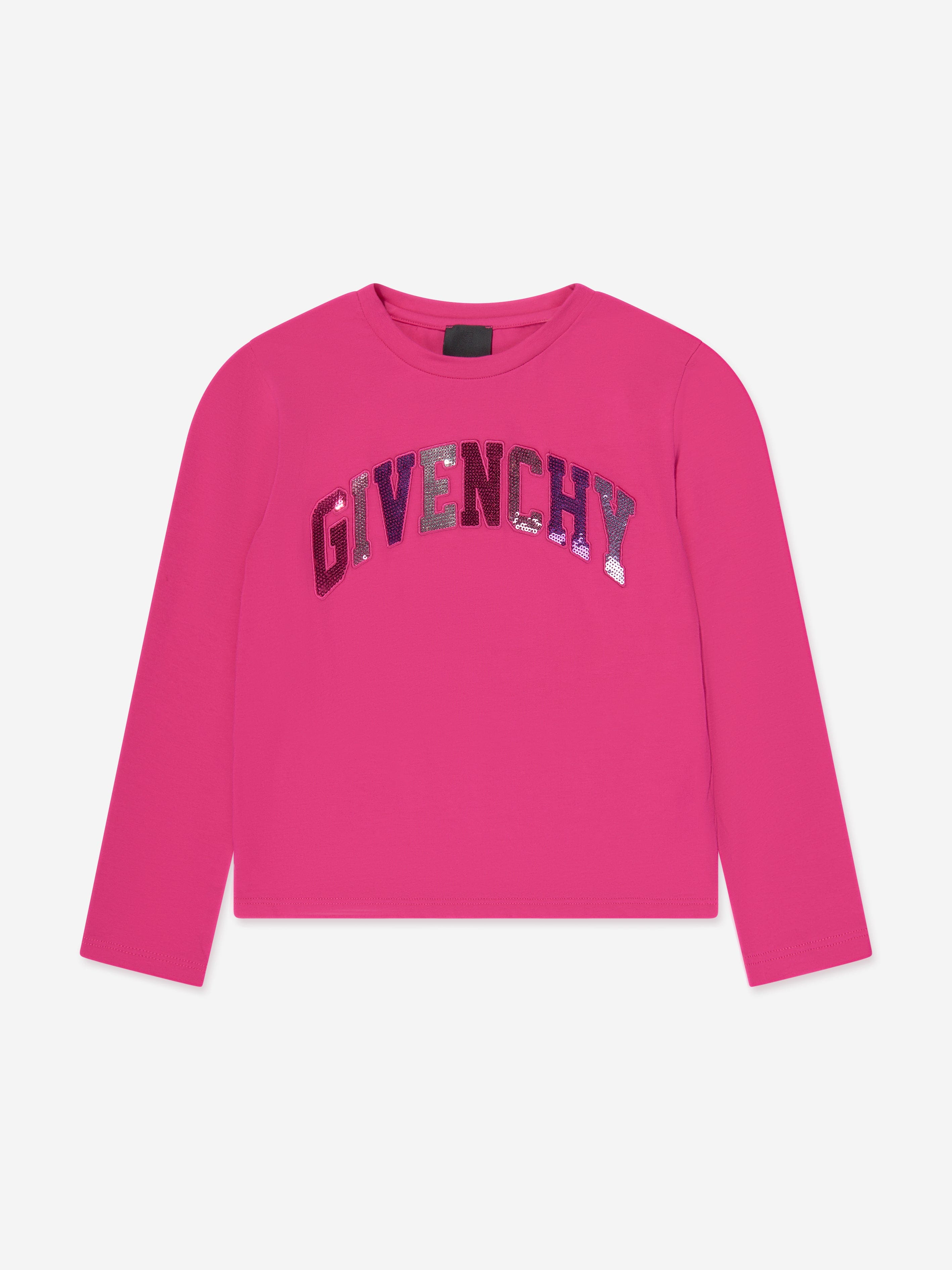 Givenchy Girls Long Sleeve Logo T-Shirt in Pink