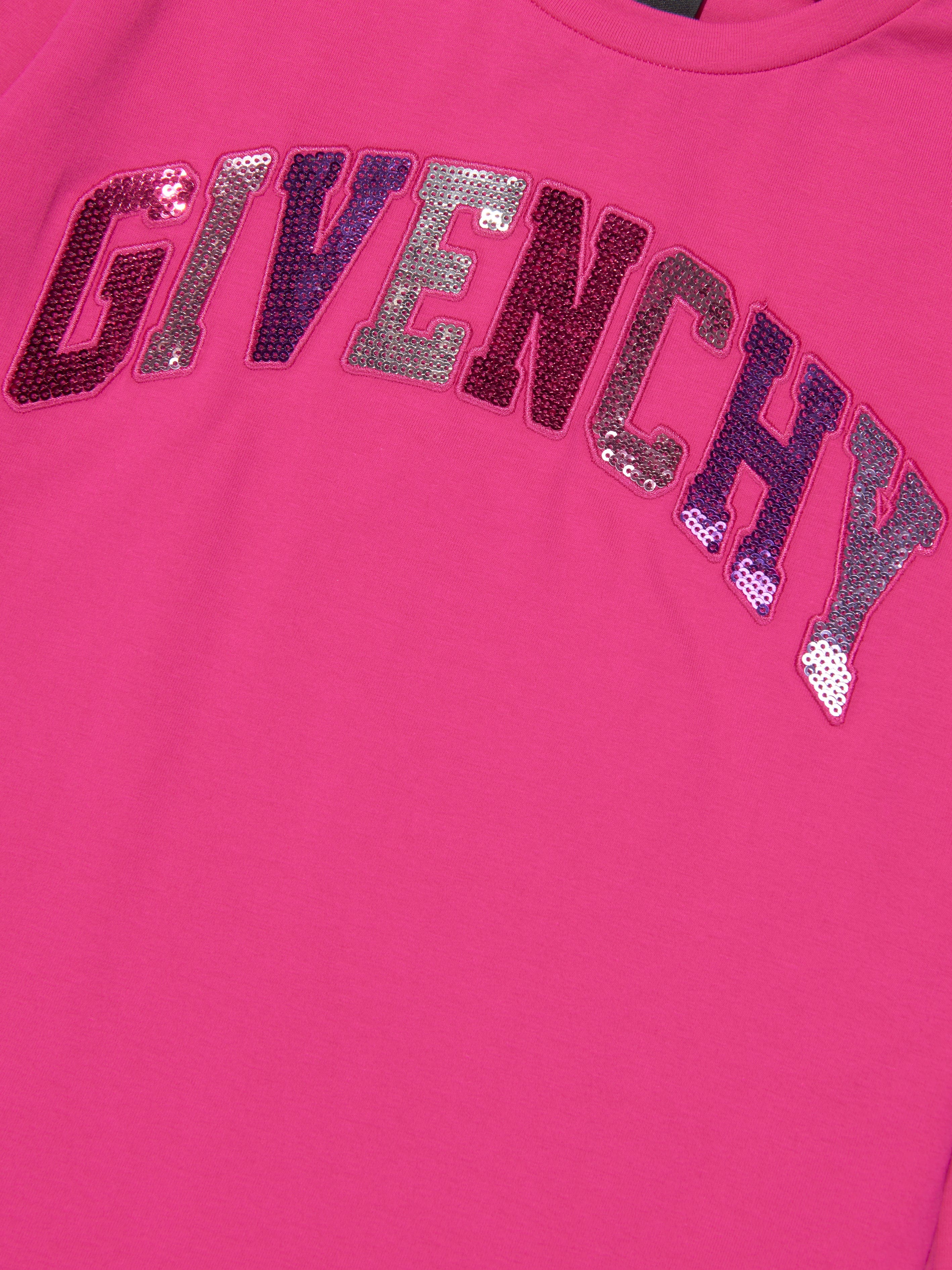 Givenchy Girls Long Sleeve Logo T-Shirt in Pink