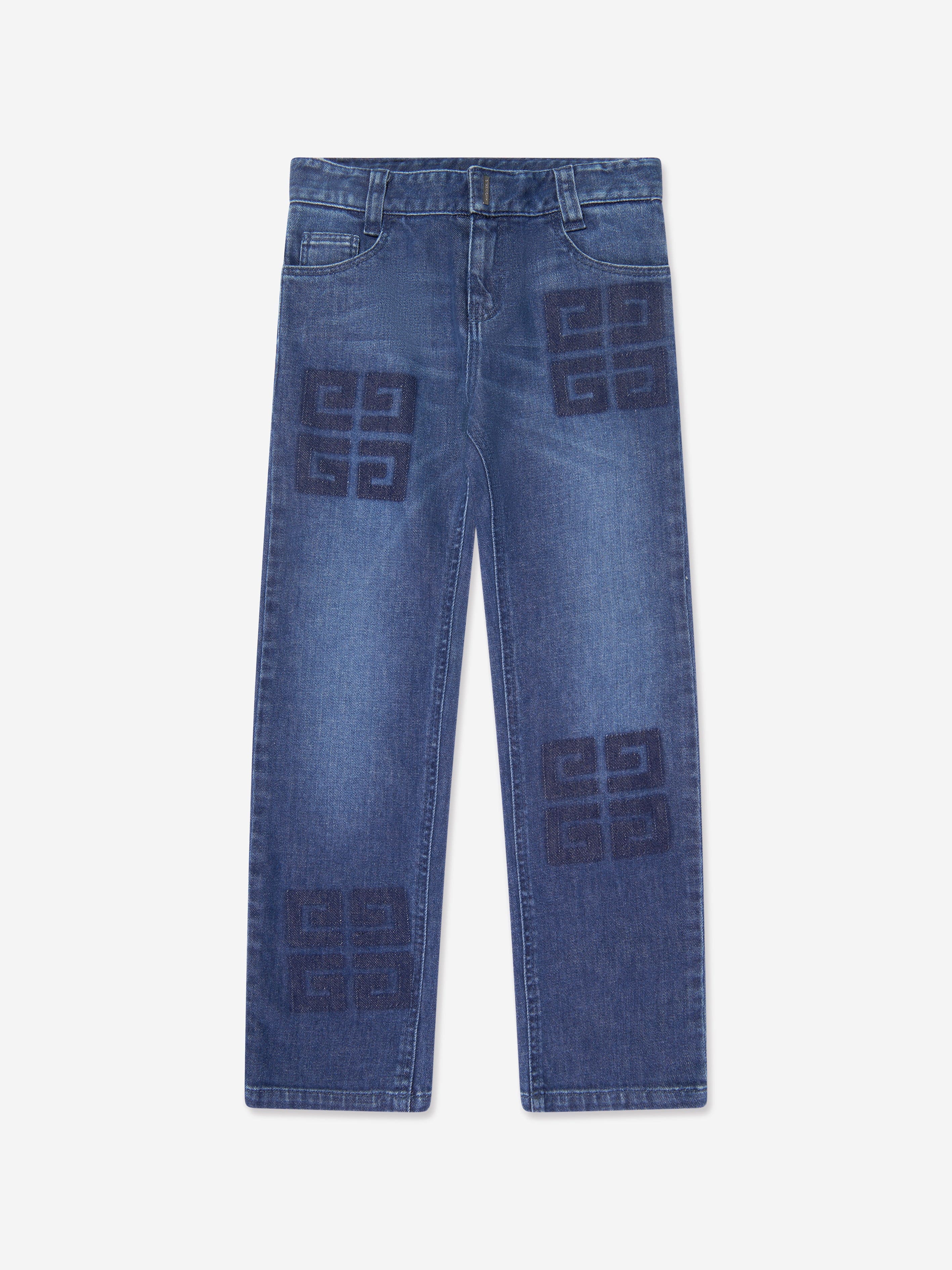 Givenchy Boys 4G Logo Slim Fit Jeans in Blue