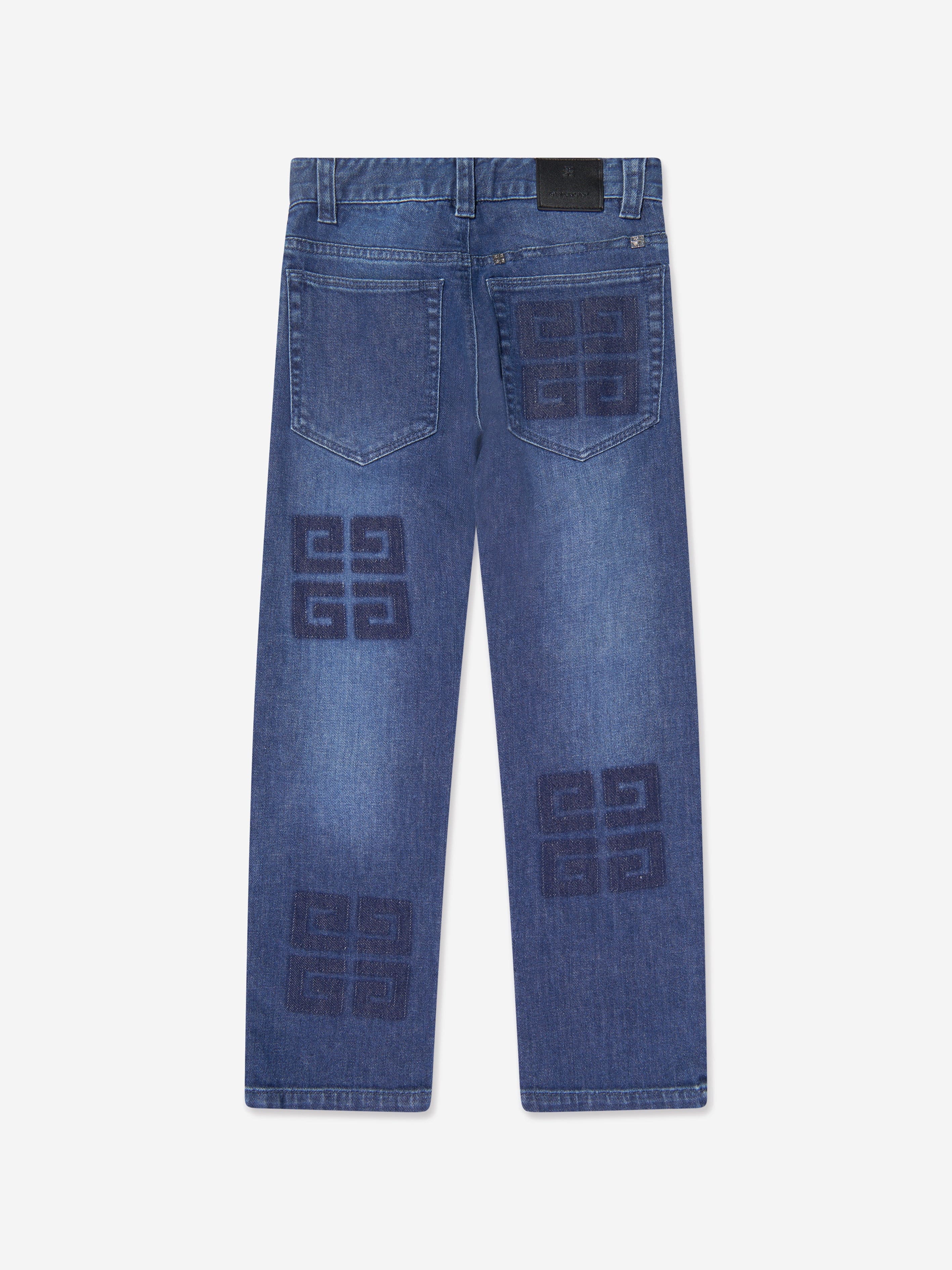 Givenchy Boys 4G Logo Slim Fit Jeans in Blue