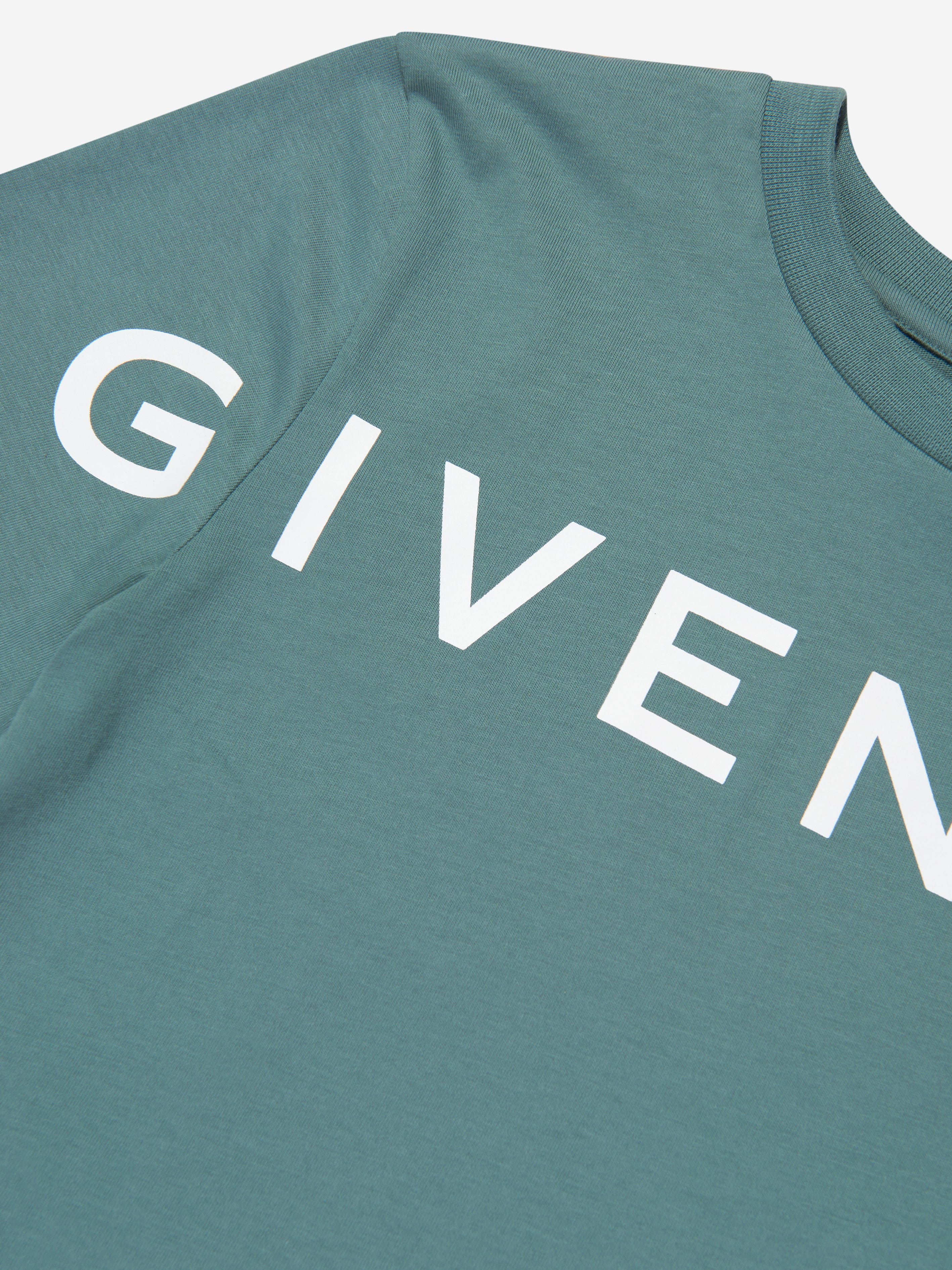 Givenchy Boys Logo Print T-Shirt in Green