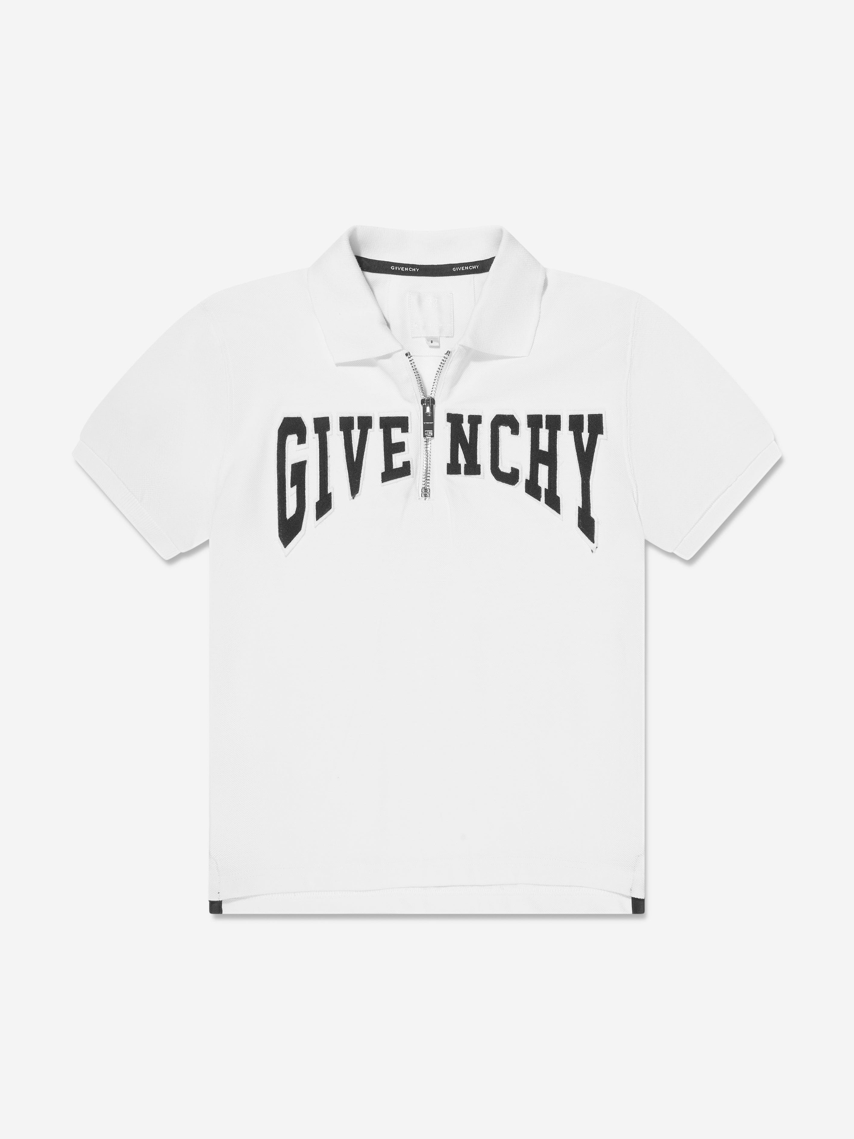 Givenchy Boys Half Zip Polo Shirt in White