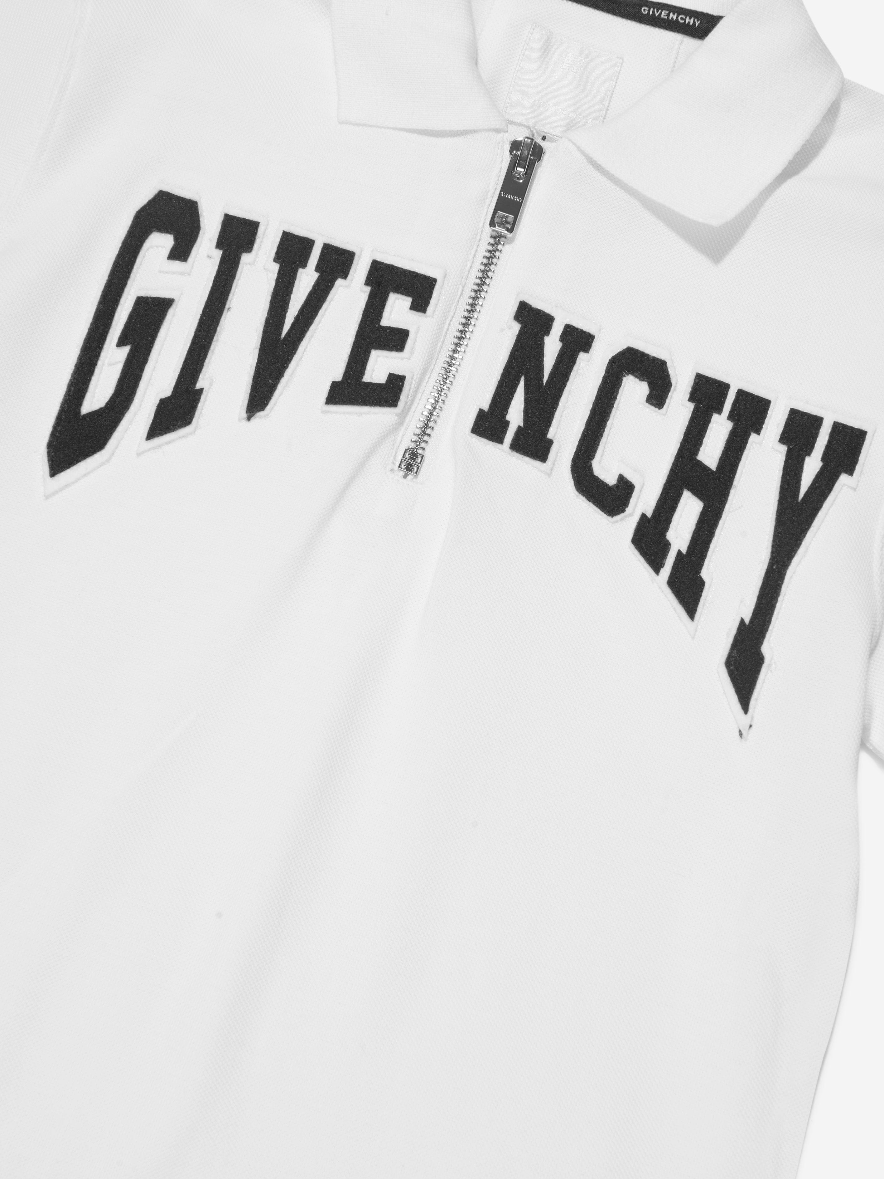 Givenchy Boys Half Zip Polo Shirt in White