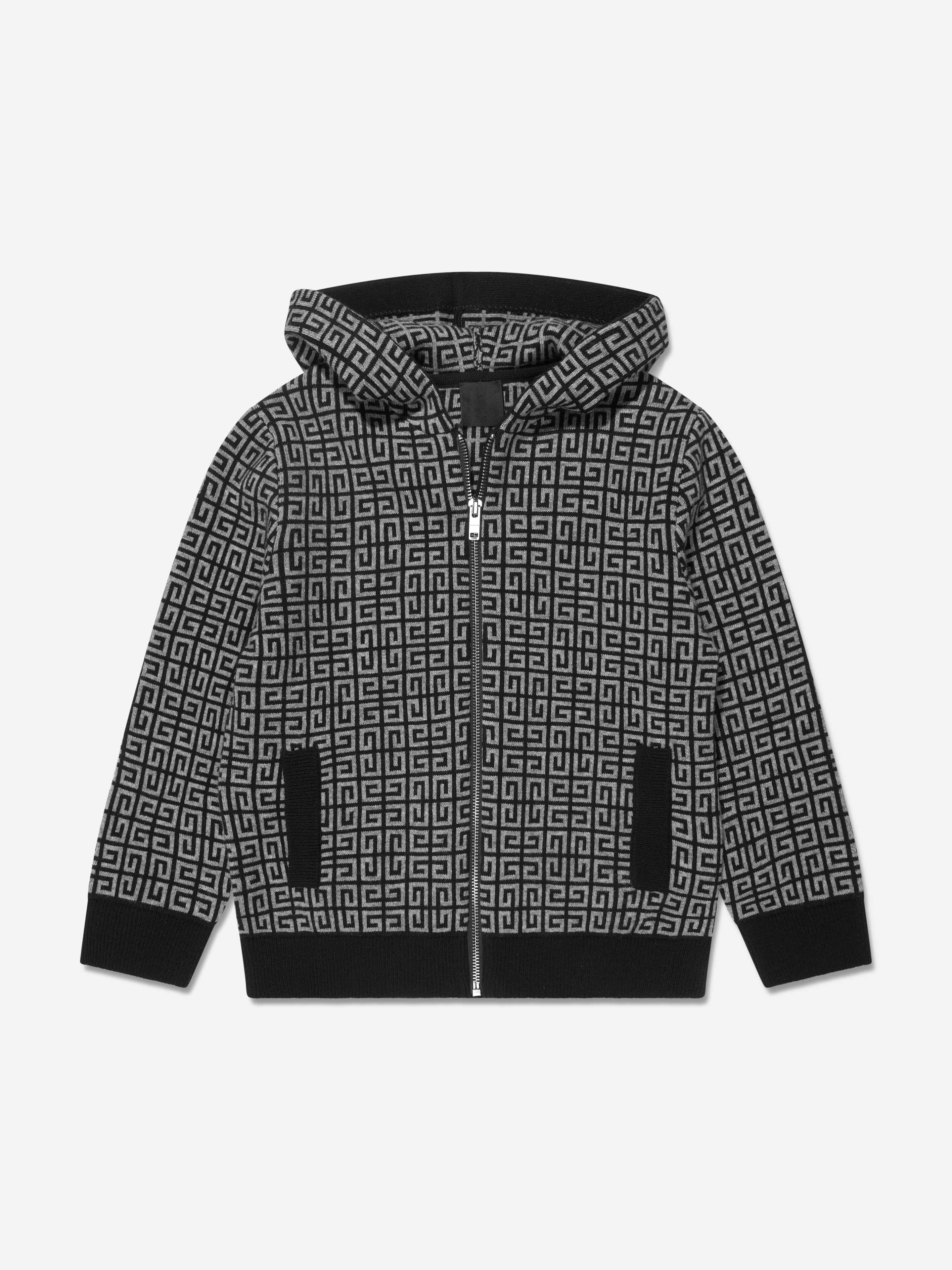 Givenchy Boys Knitted 4G Zip Up Top in Black