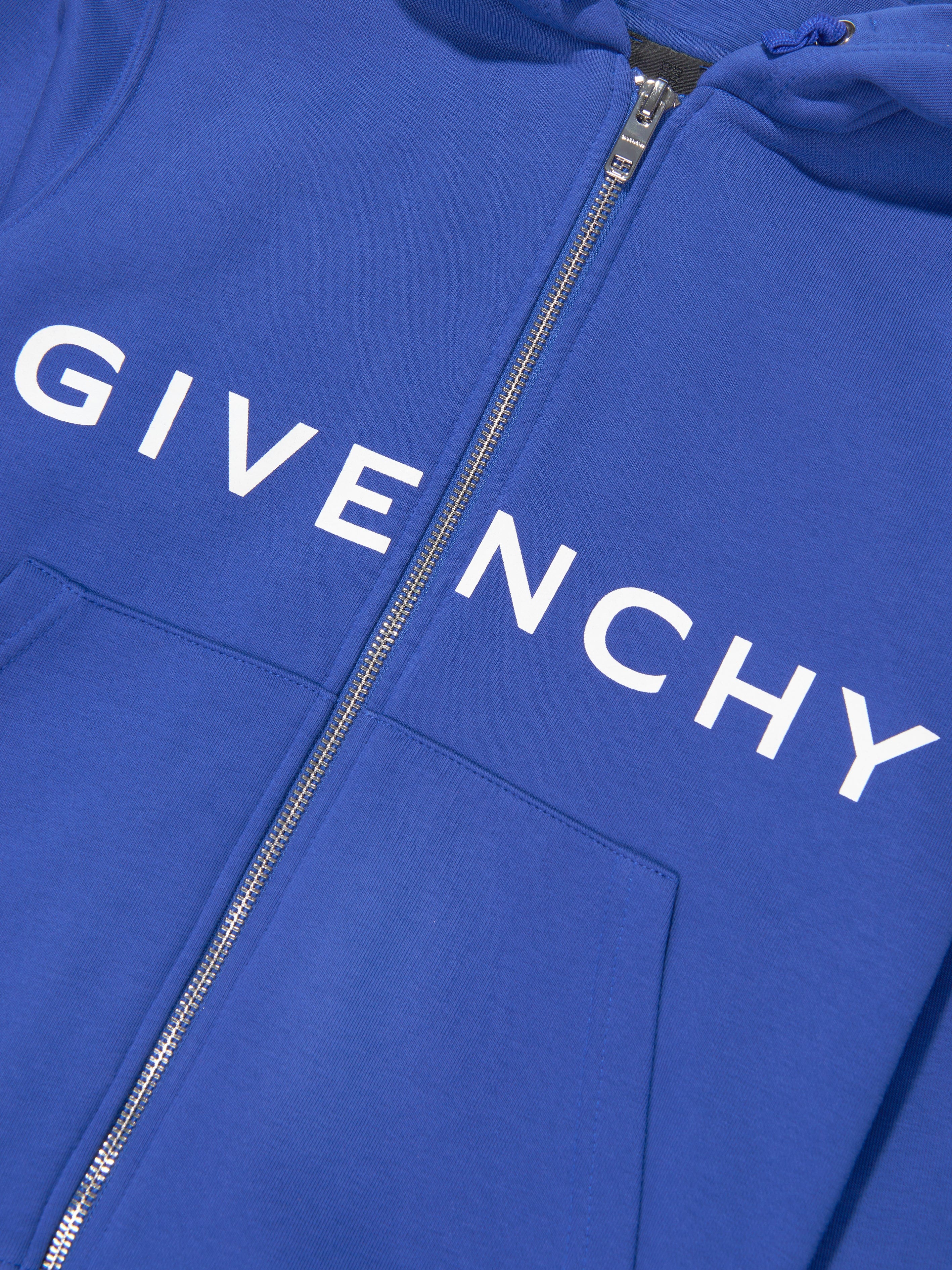 Givenchy Boys Logo Zip Up Top in Blue