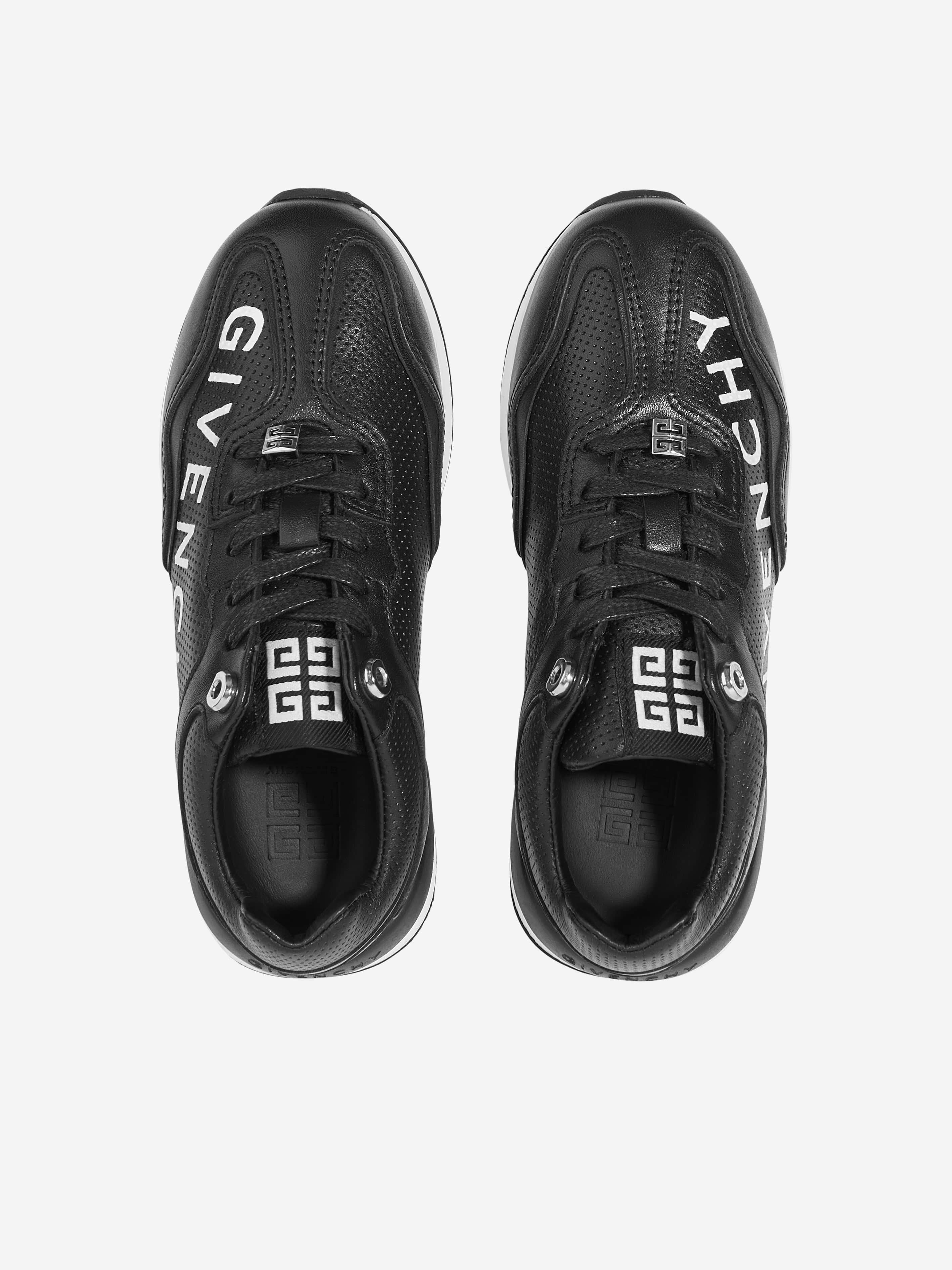 Givenchy Boys Leather Logo Trainers in Black