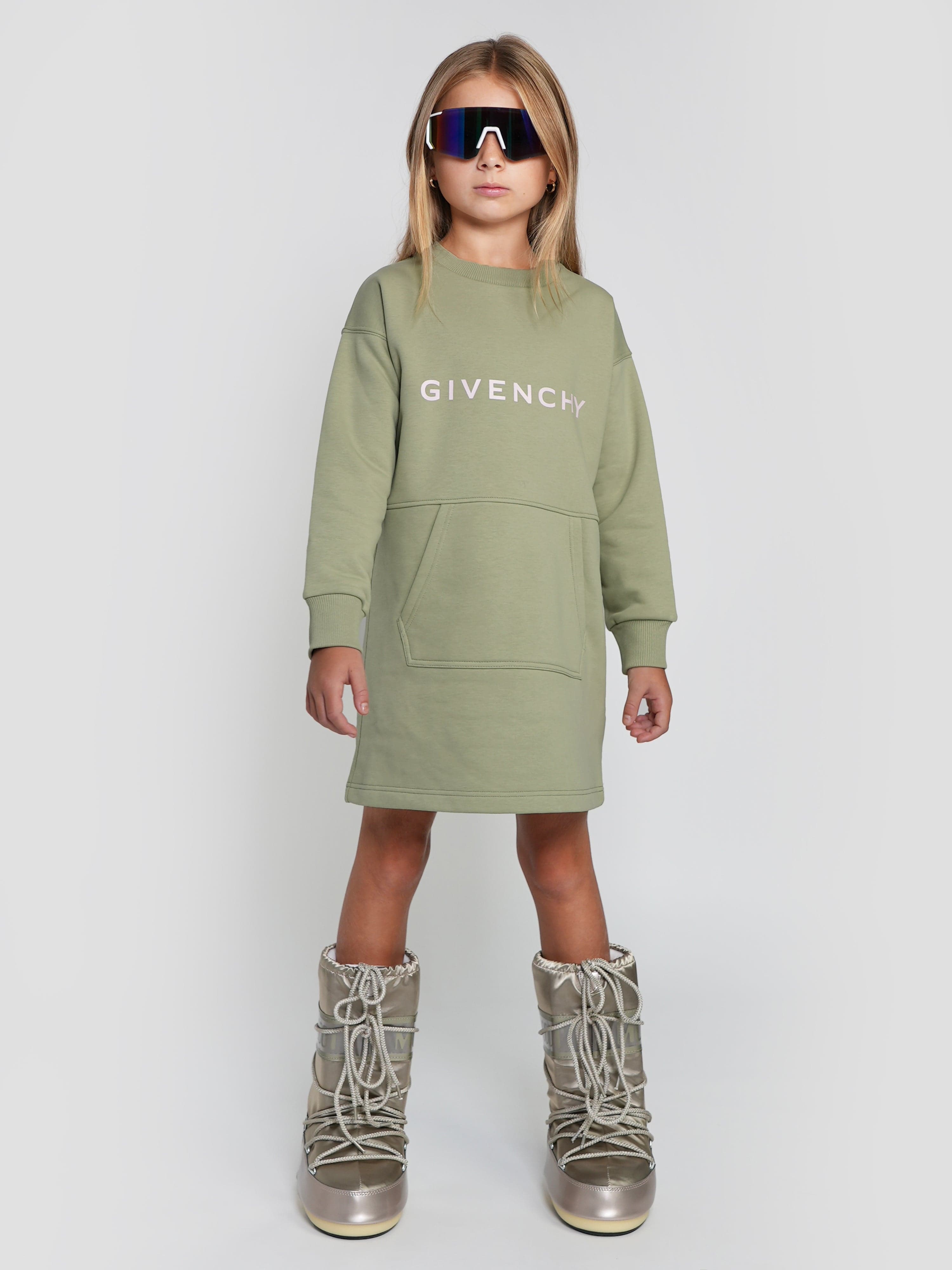 Givenchy Girls Logo Sweater Dress in Green