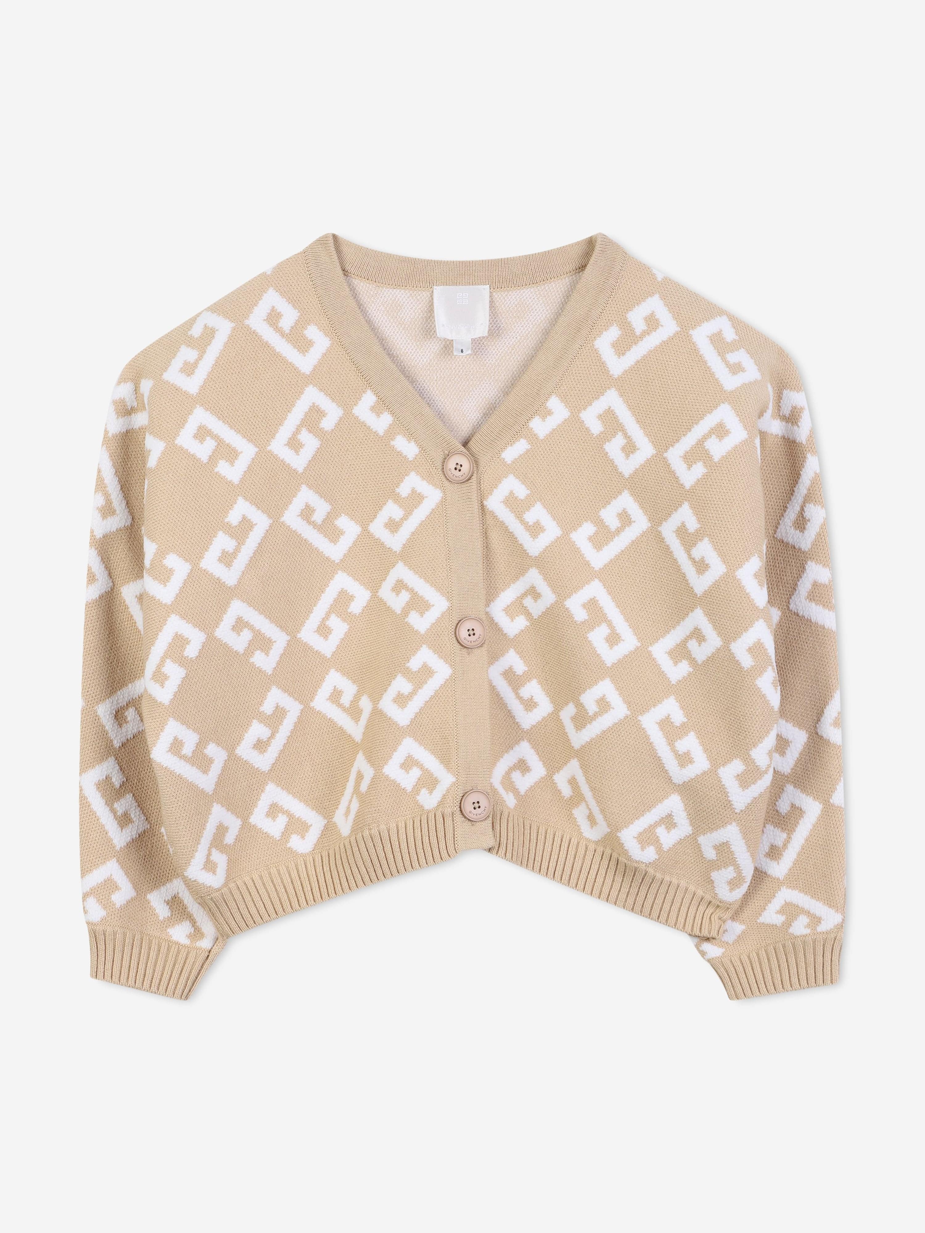 Givenchy Girls 4G Knitted Cardigan in Beige