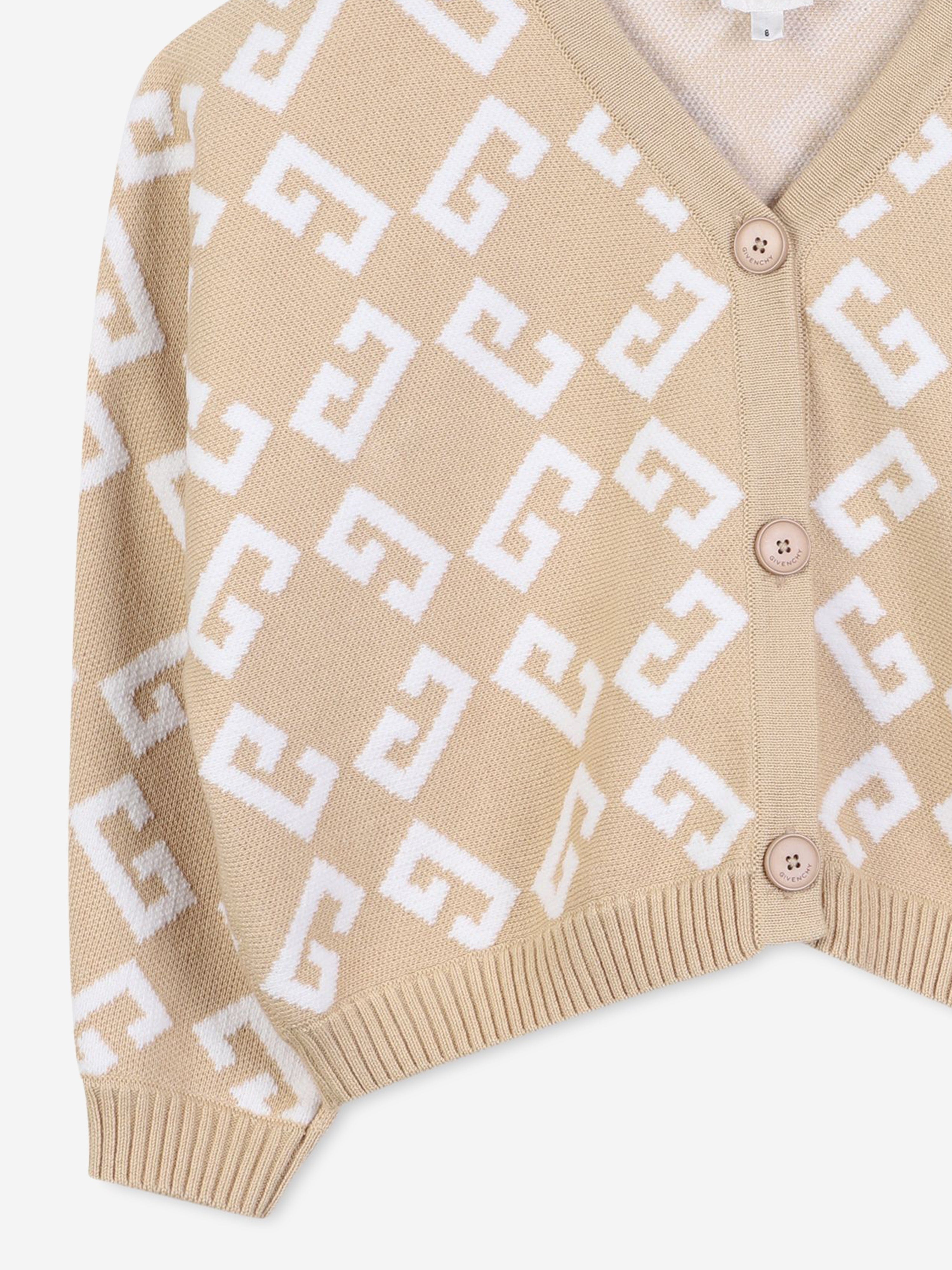 Givenchy Girls 4G Knitted Cardigan in Beige