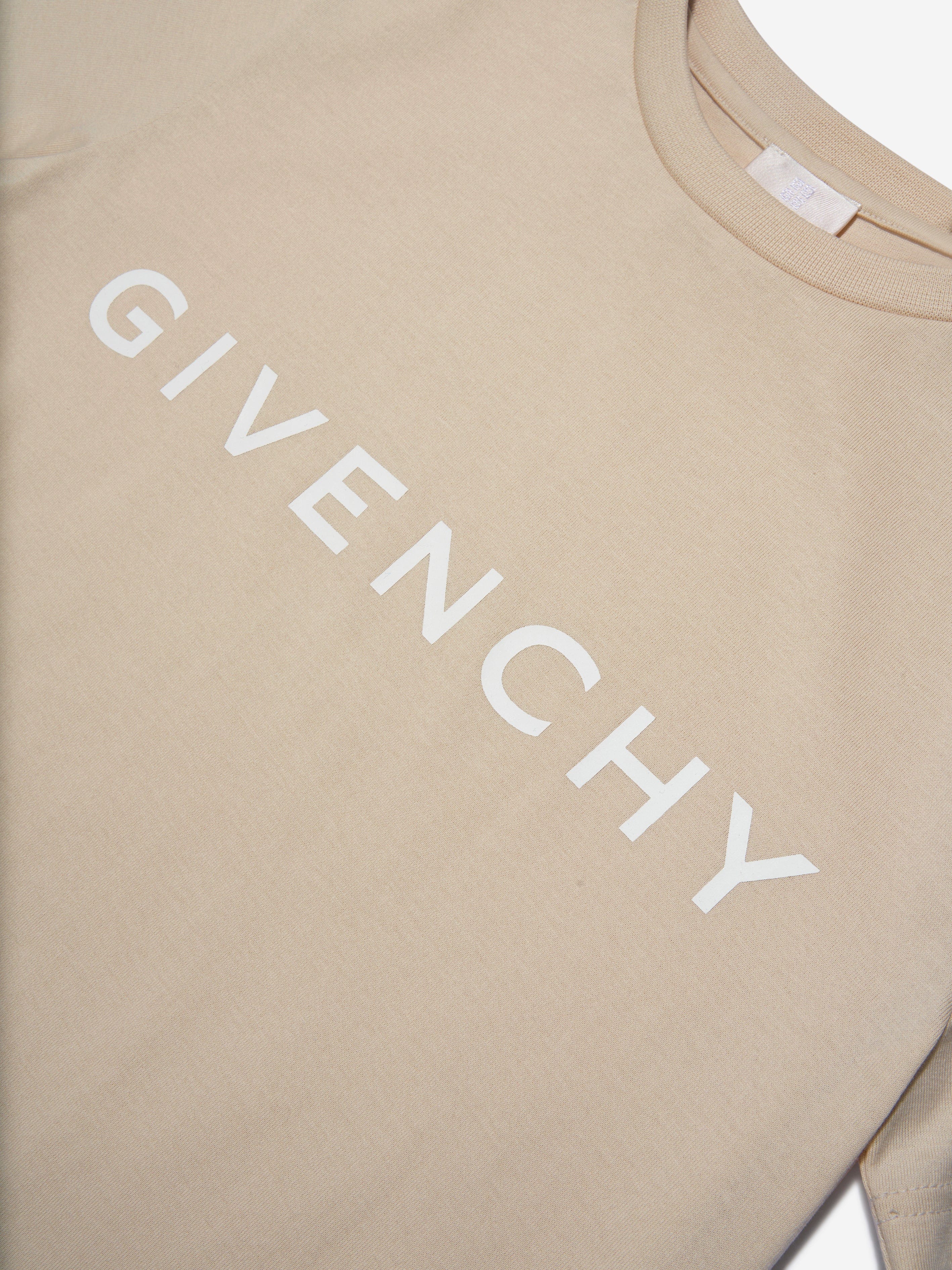 Givenchy Boys Logo Print T-Shirt in Cream