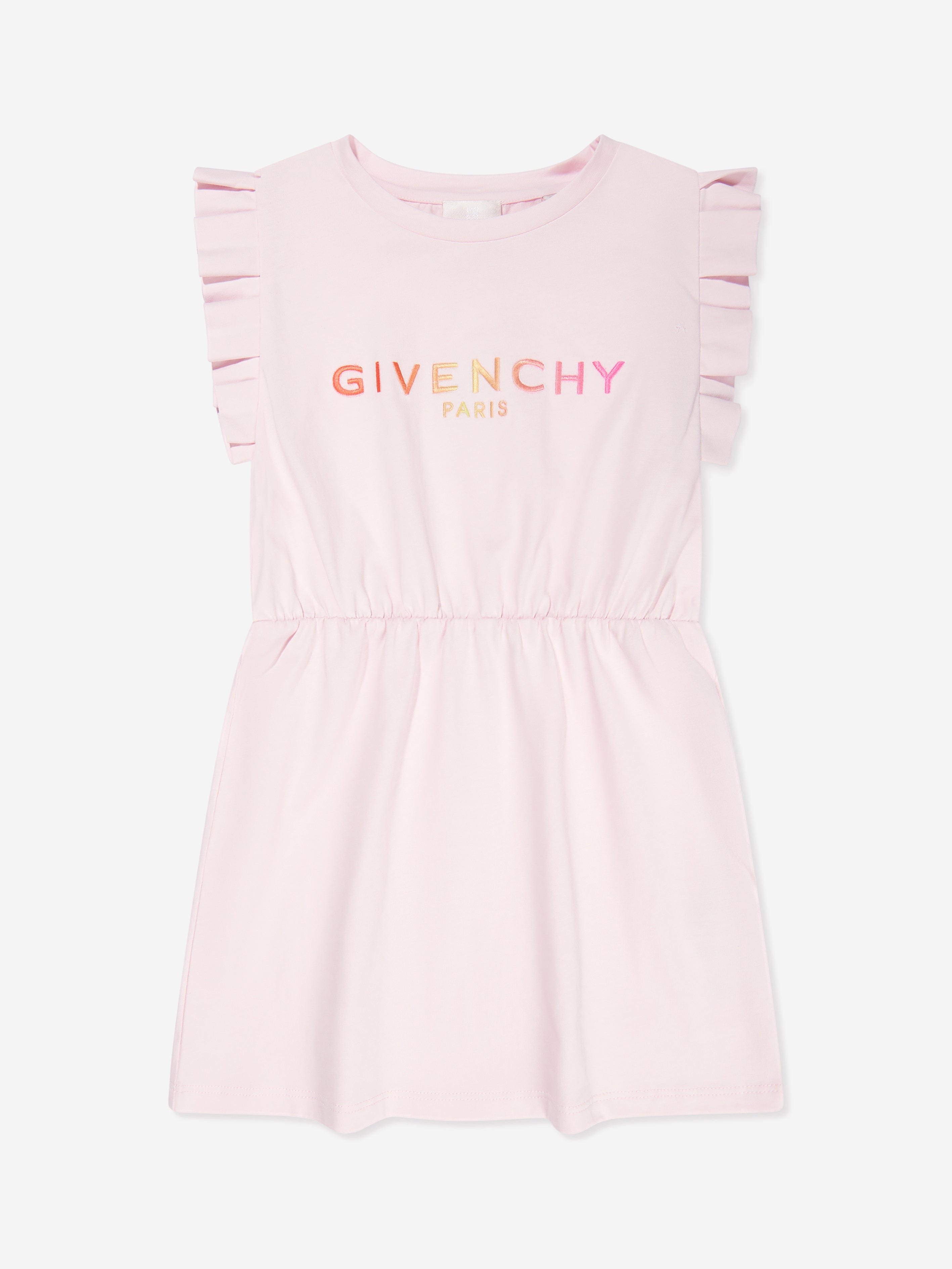 Givenchy Girls Logo Print Jersey Dress in Pink