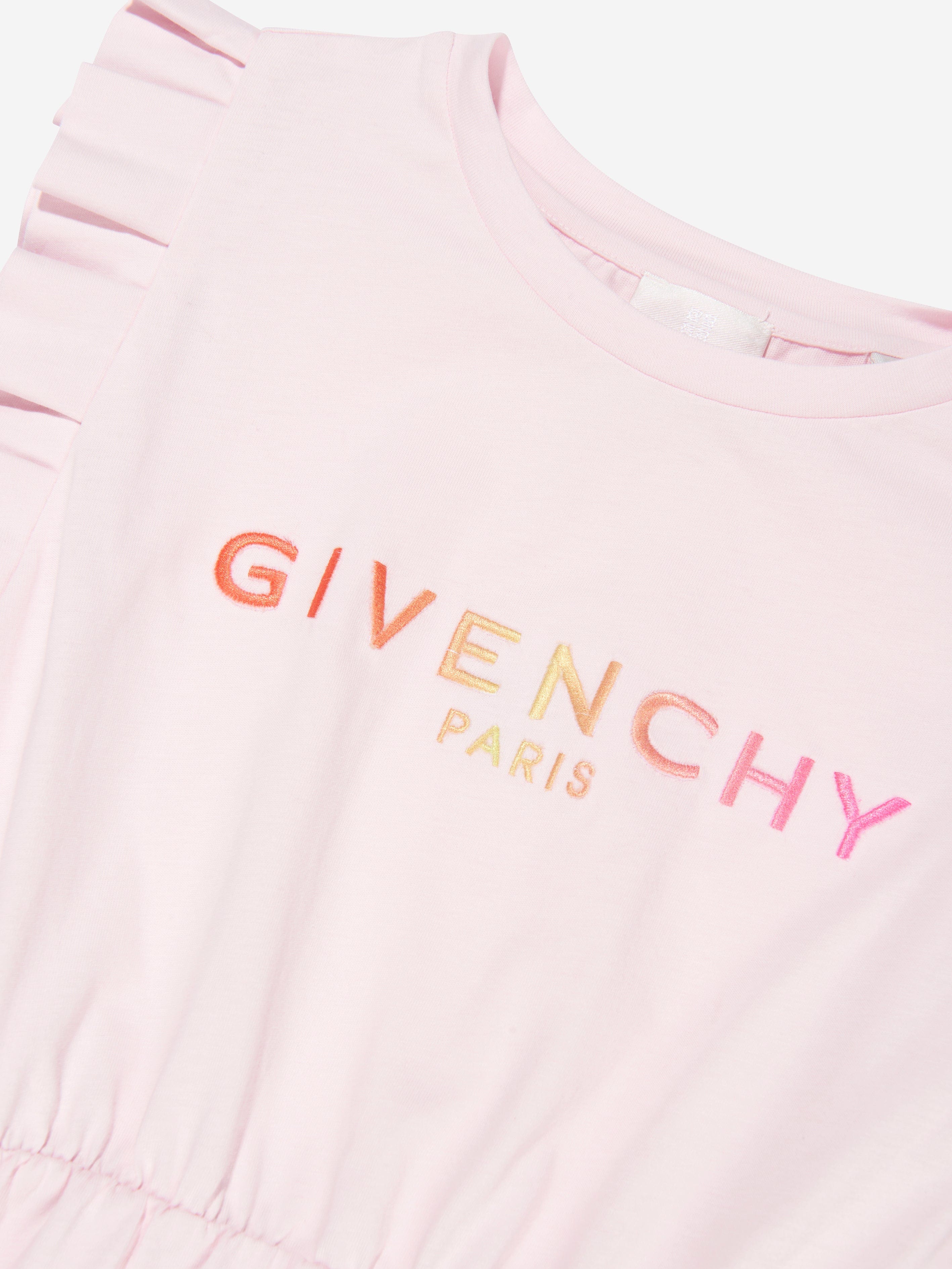 Givenchy Girls Logo Print Jersey Dress in Pink