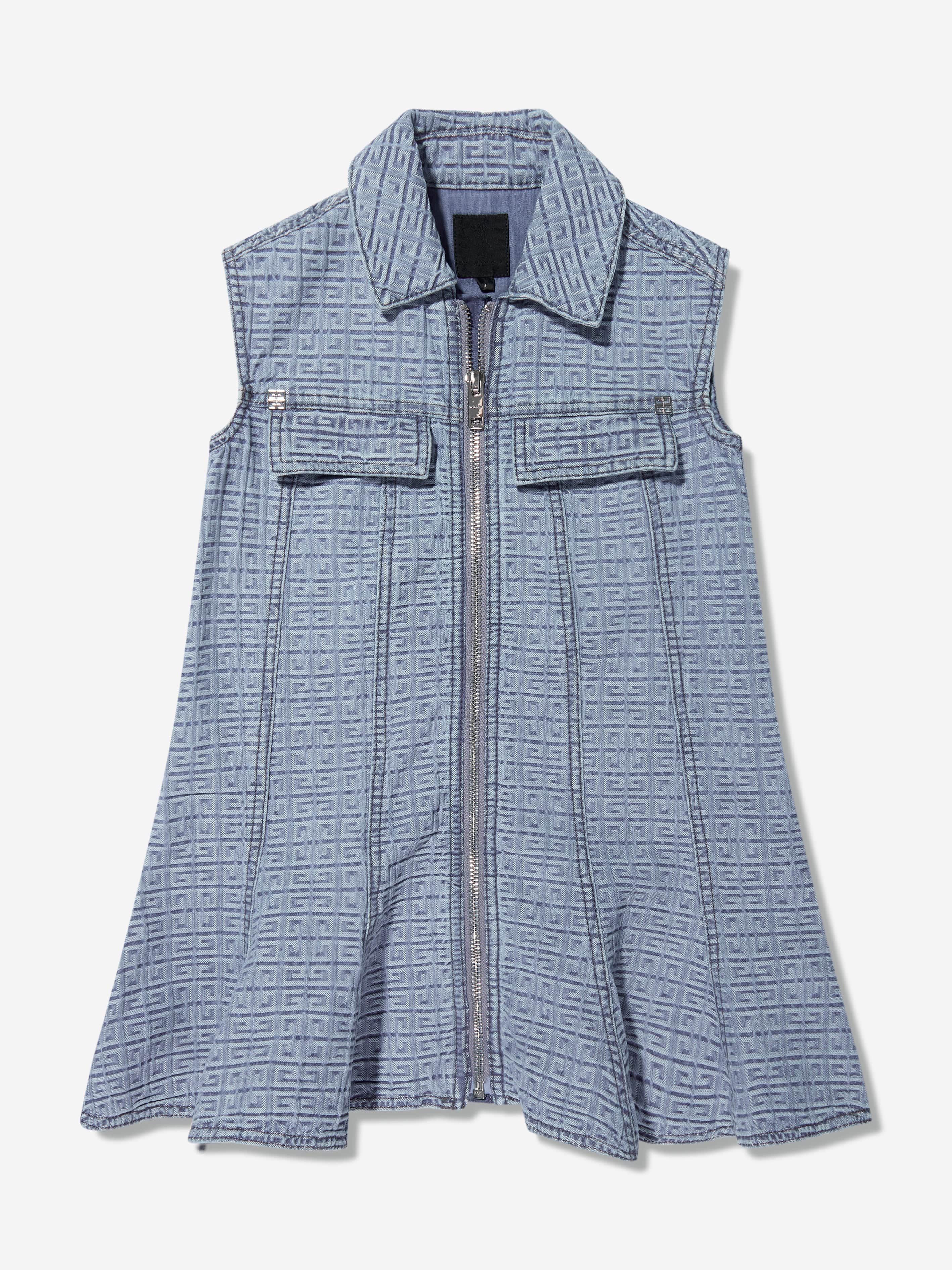 Givenchy Girls 4G Logo Denim Dress in Blue