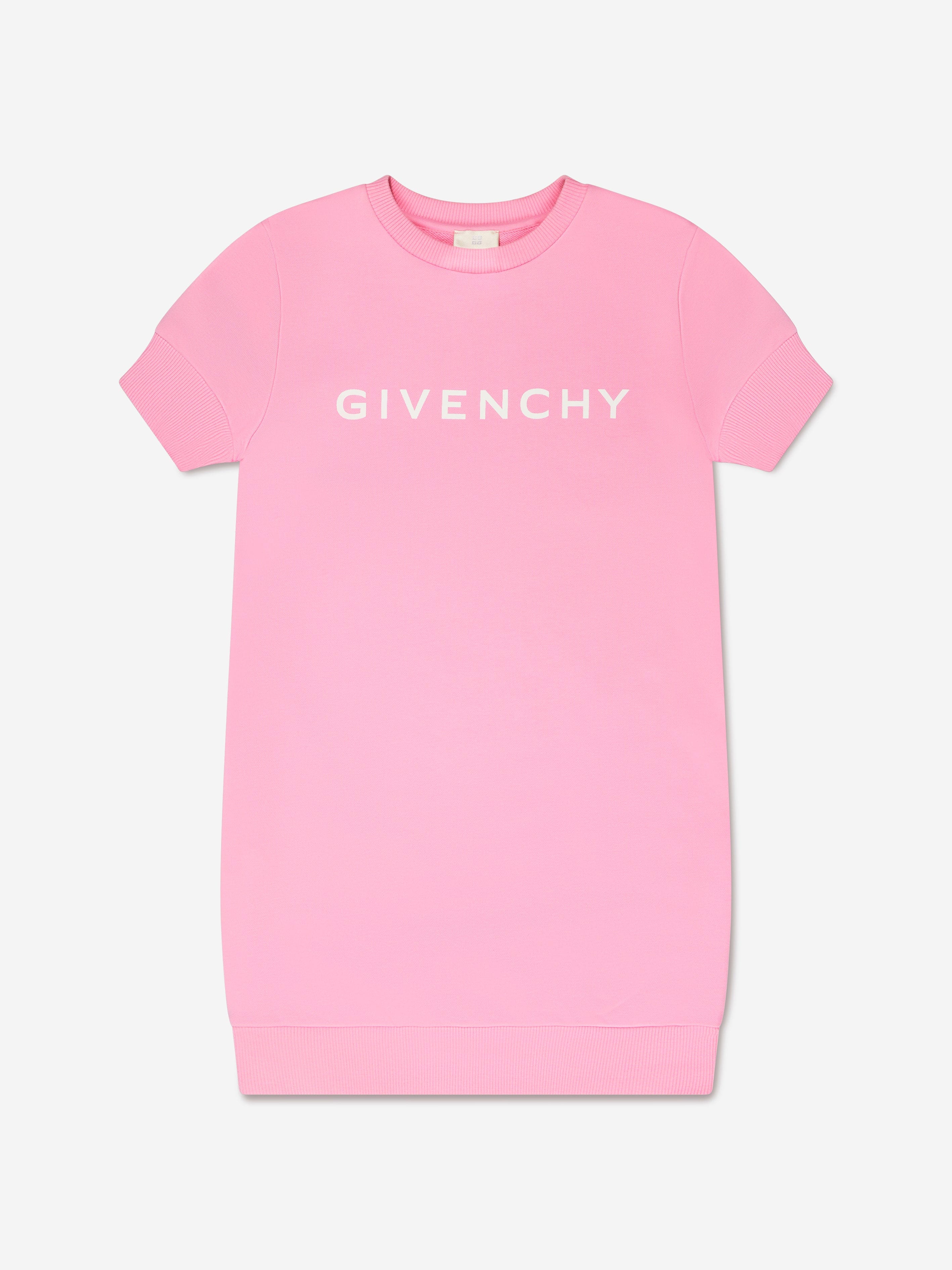 Givenchy Girls Short Sleeve Fleece Dress in Pink