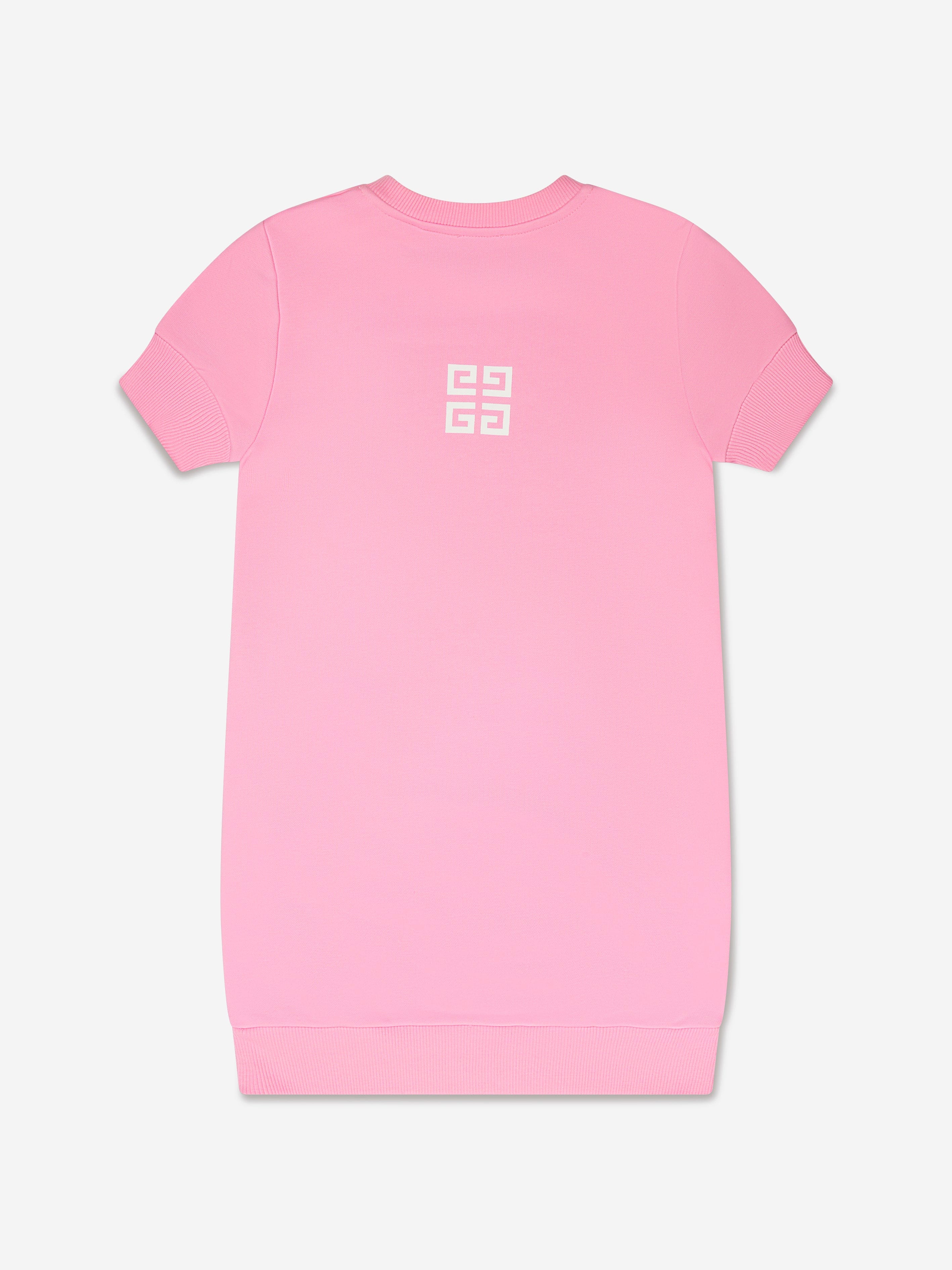 Givenchy Girls Short Sleeve Fleece Dress in Pink