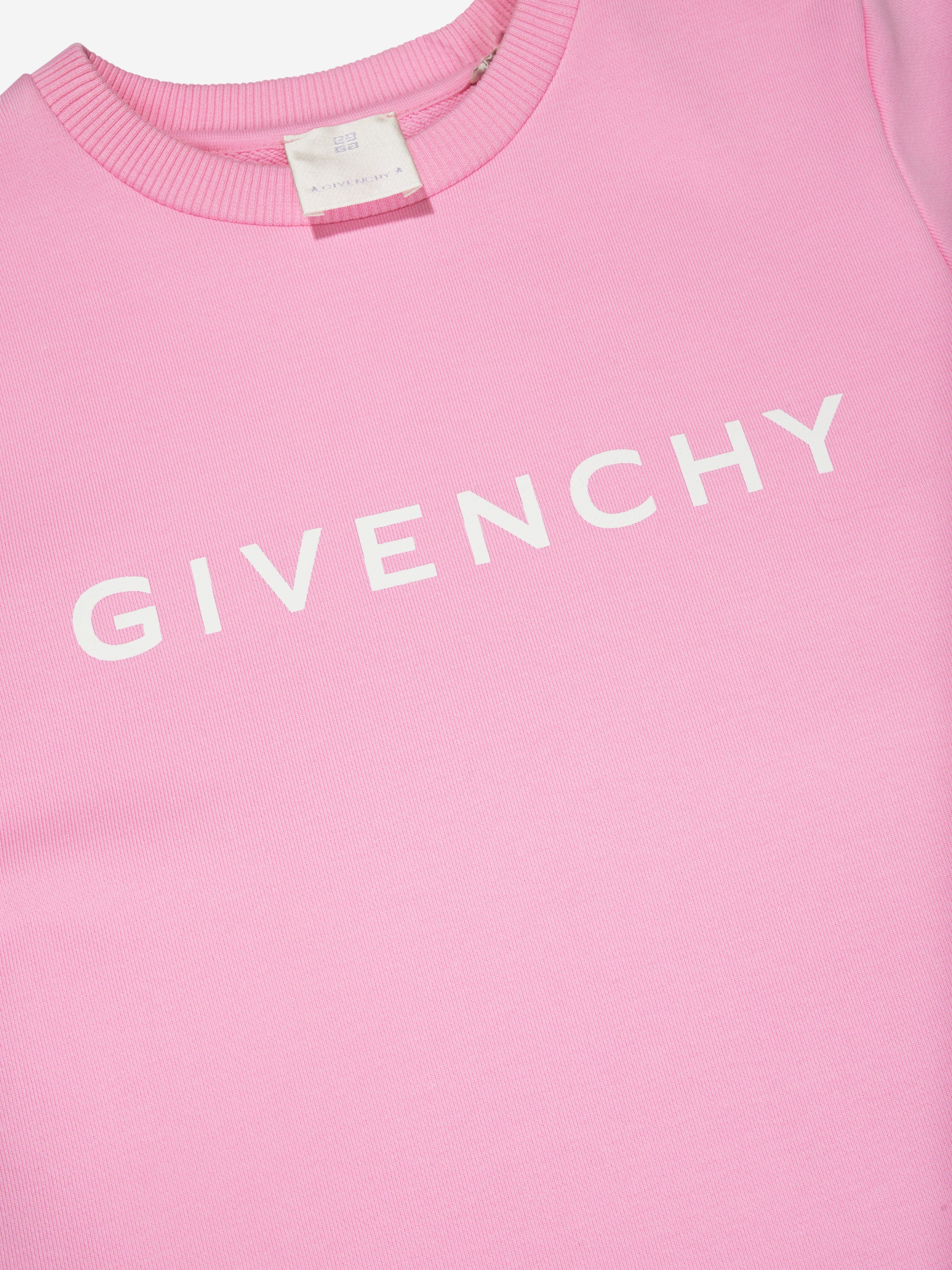 Givenchy Girls Short Sleeve Fleece Dress in Pink