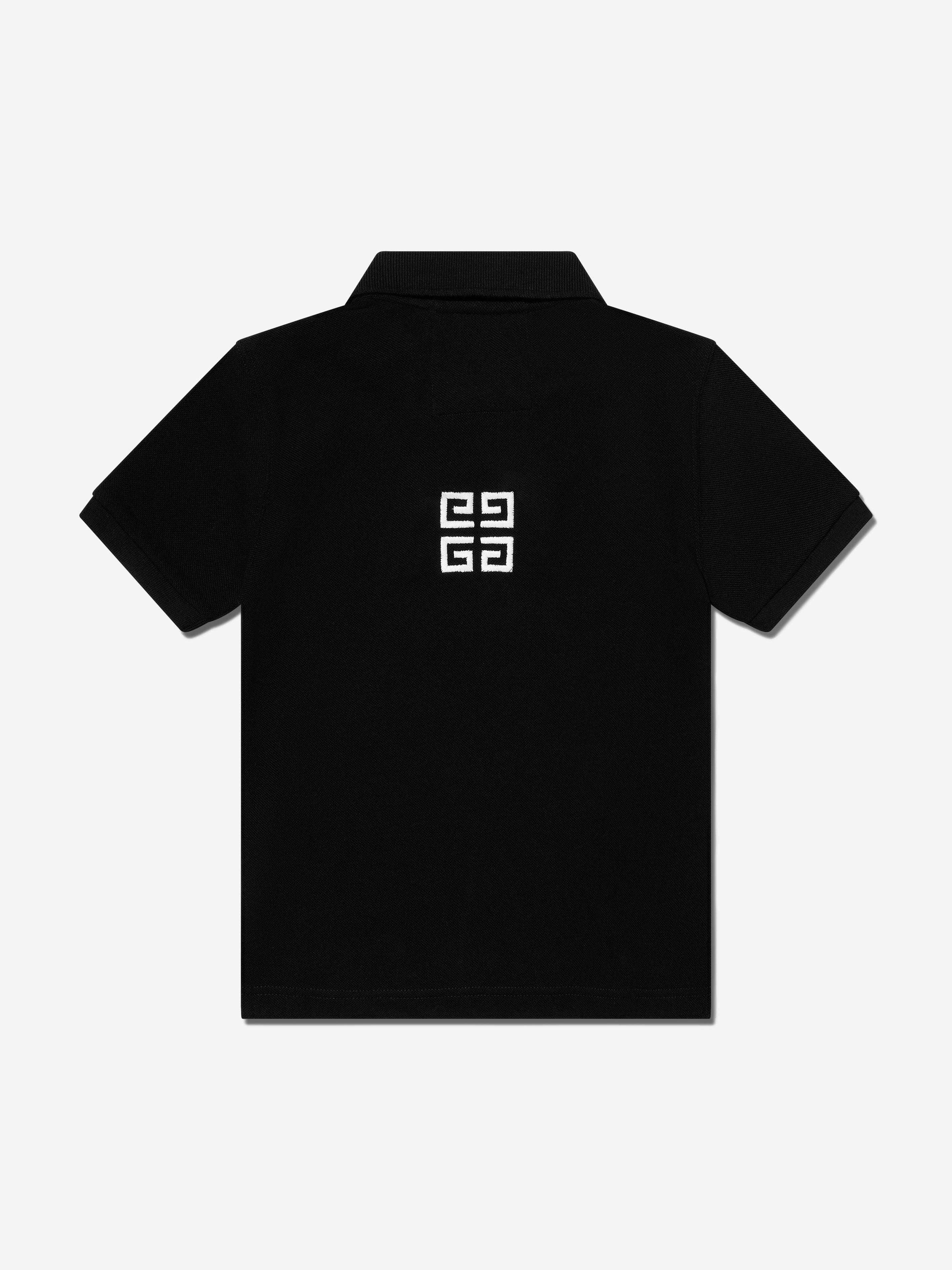 Givenchy Boys Half Zip Logo Polo Shirt in Black