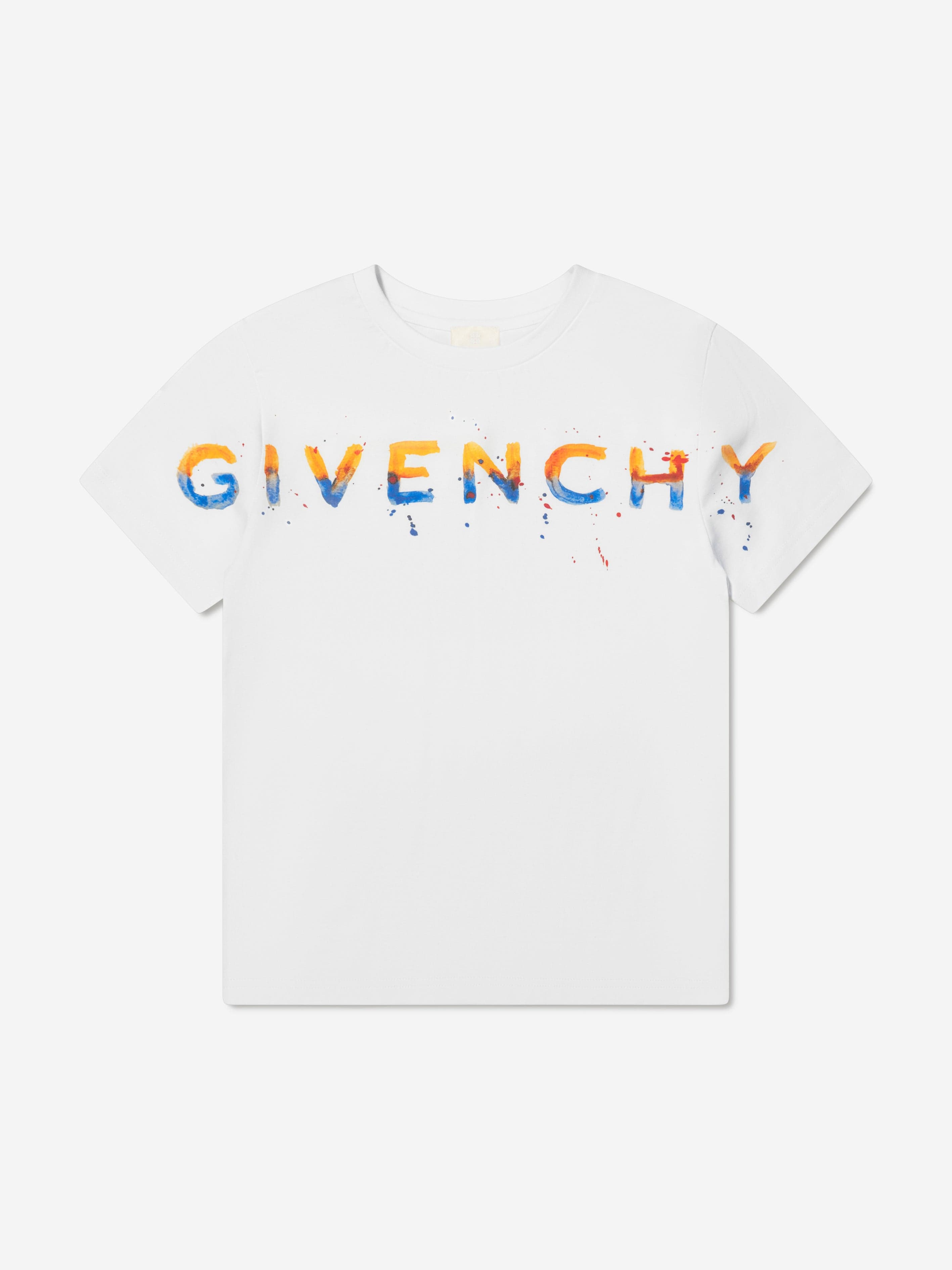 Givenchy Boys Paint Effect Logo T-Shirt in White