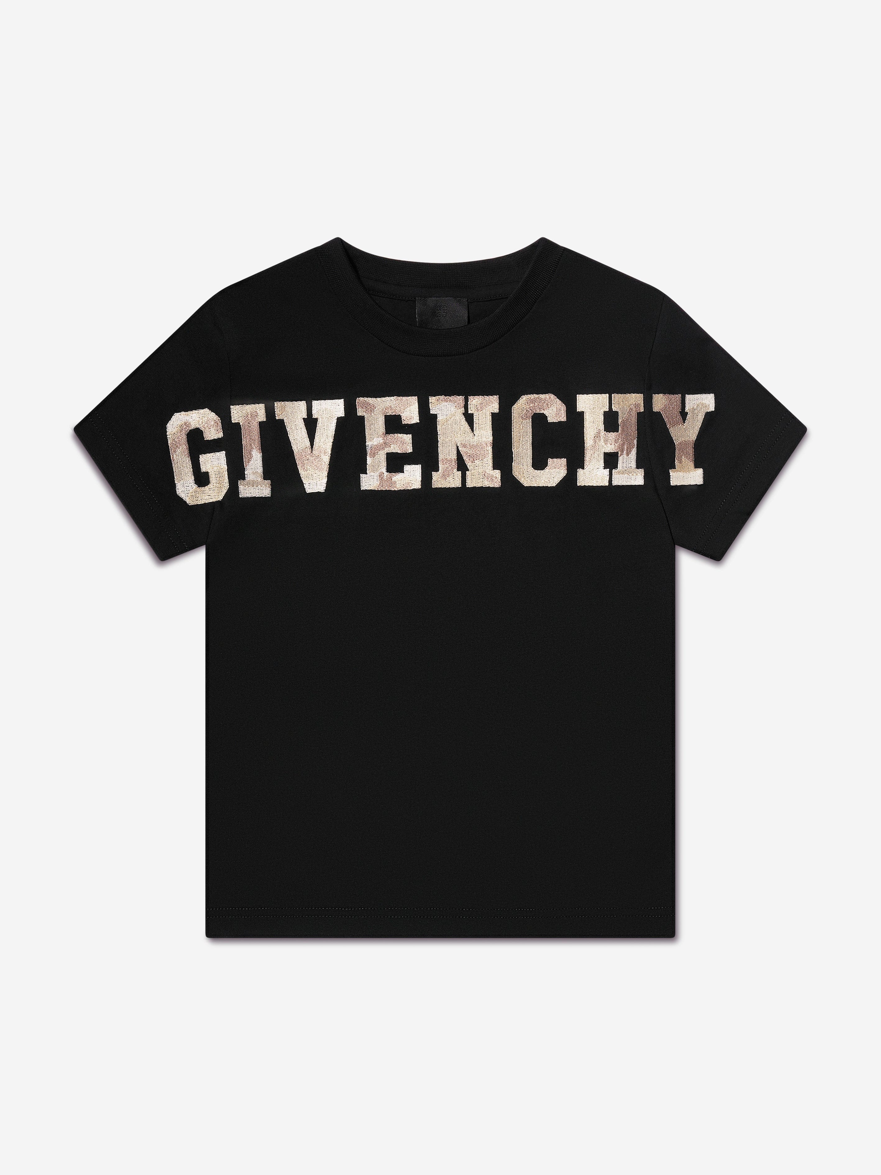 Givenchy Boys Camouflage Logo T-Shirt in Black