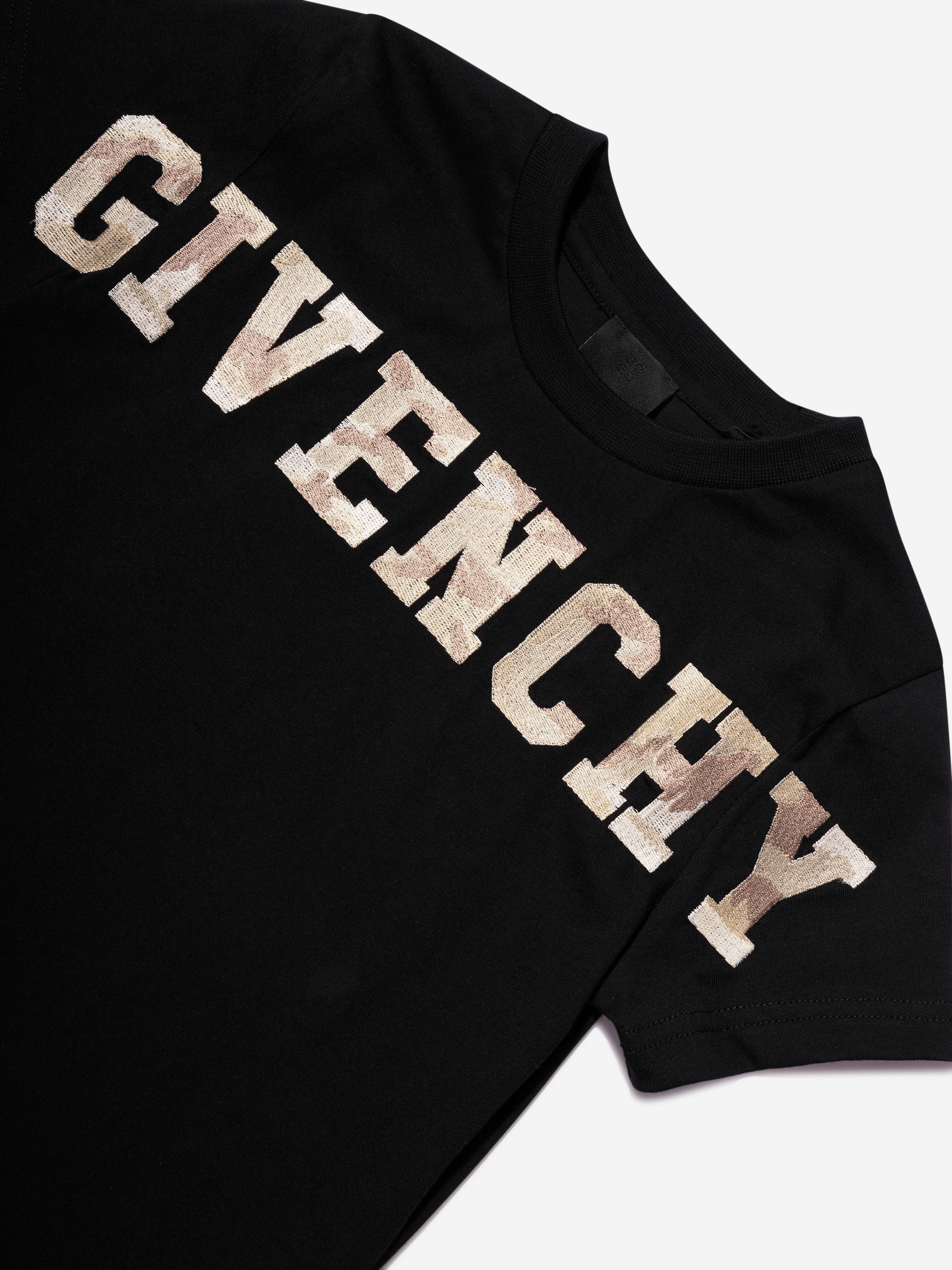 Givenchy Boys Camouflage Logo T-Shirt in Black