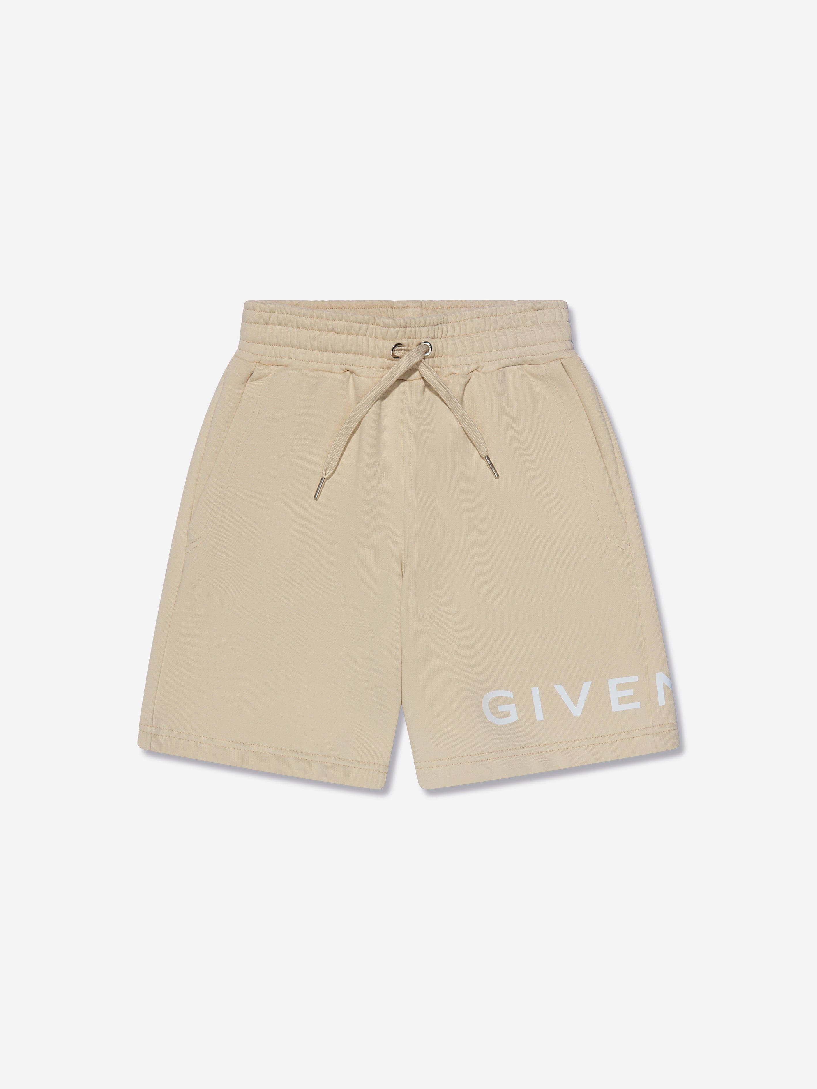 Givenchy Boys Logo Print Shorts in Cream