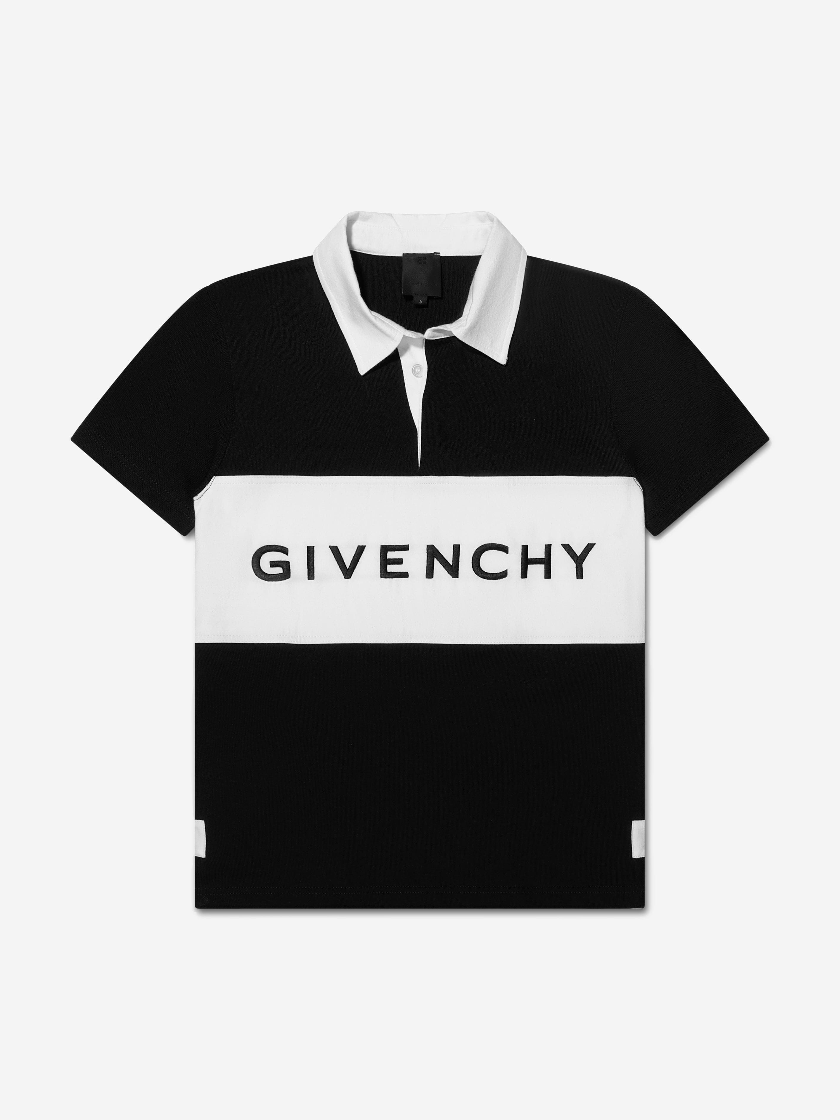 Givenchy Boys Embroidered Logo Rugby Polo Shirt in Black