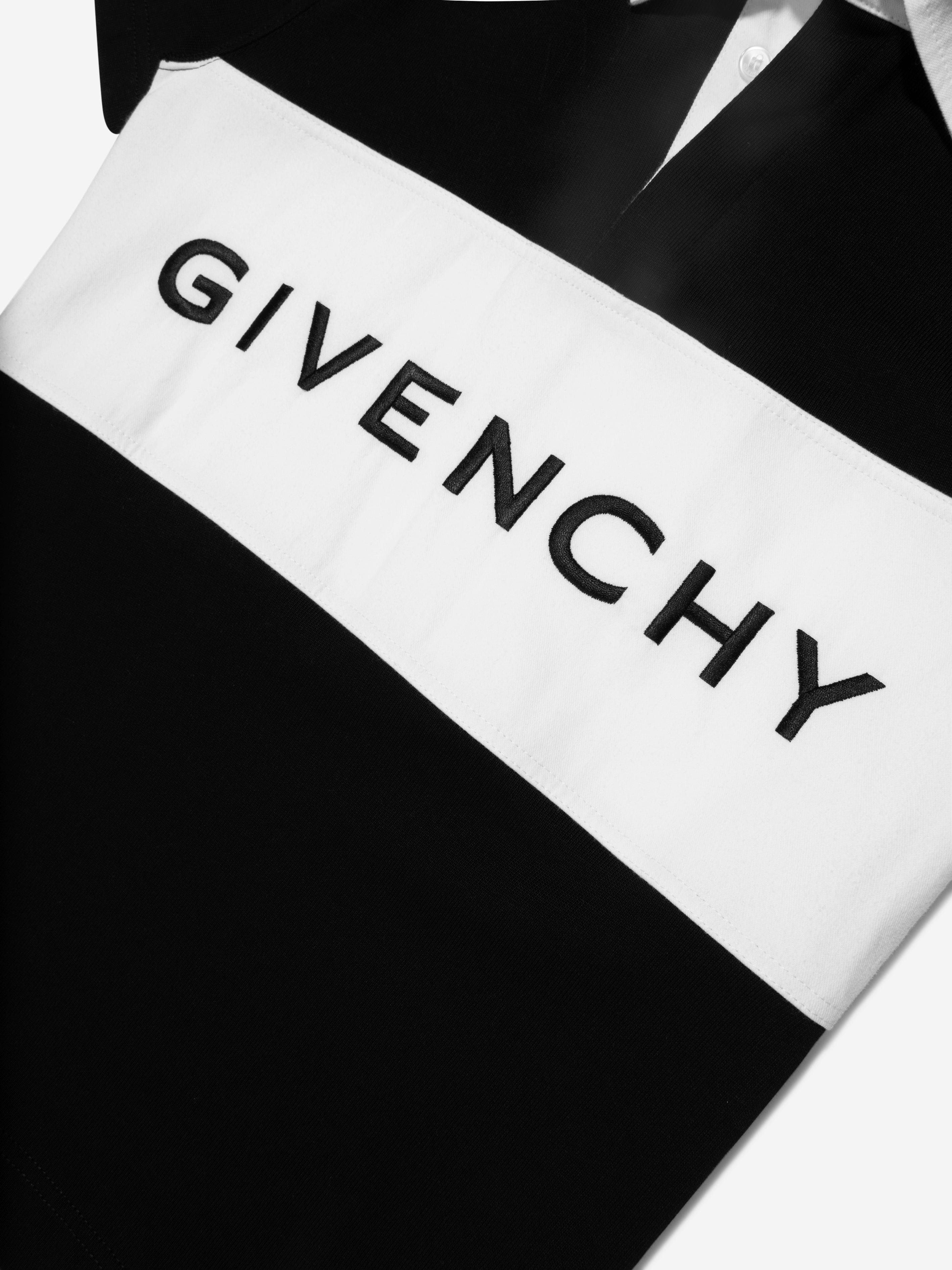 Givenchy Boys Embroidered Logo Rugby Polo Shirt in Black