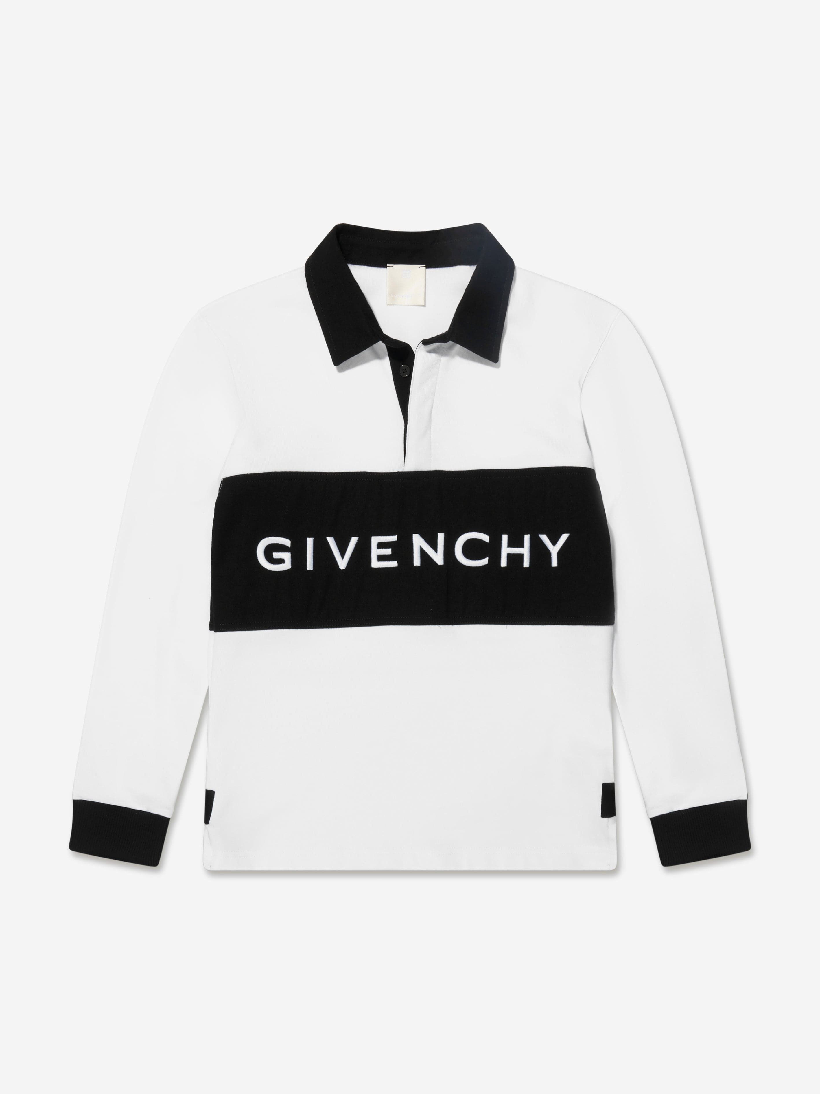 Givenchy Boys Long Sleeve Logo Polo Shirt in White