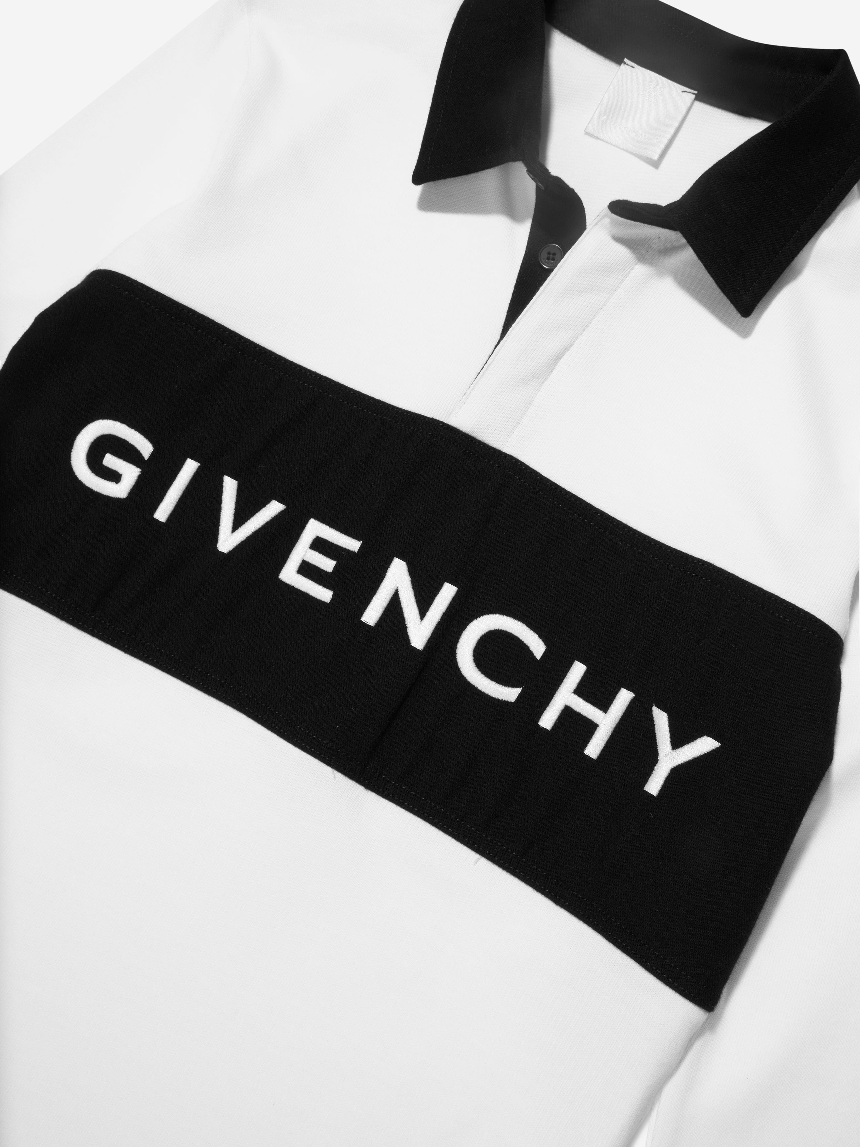 Givenchy Boys Long Sleeve Logo Polo Shirt in White