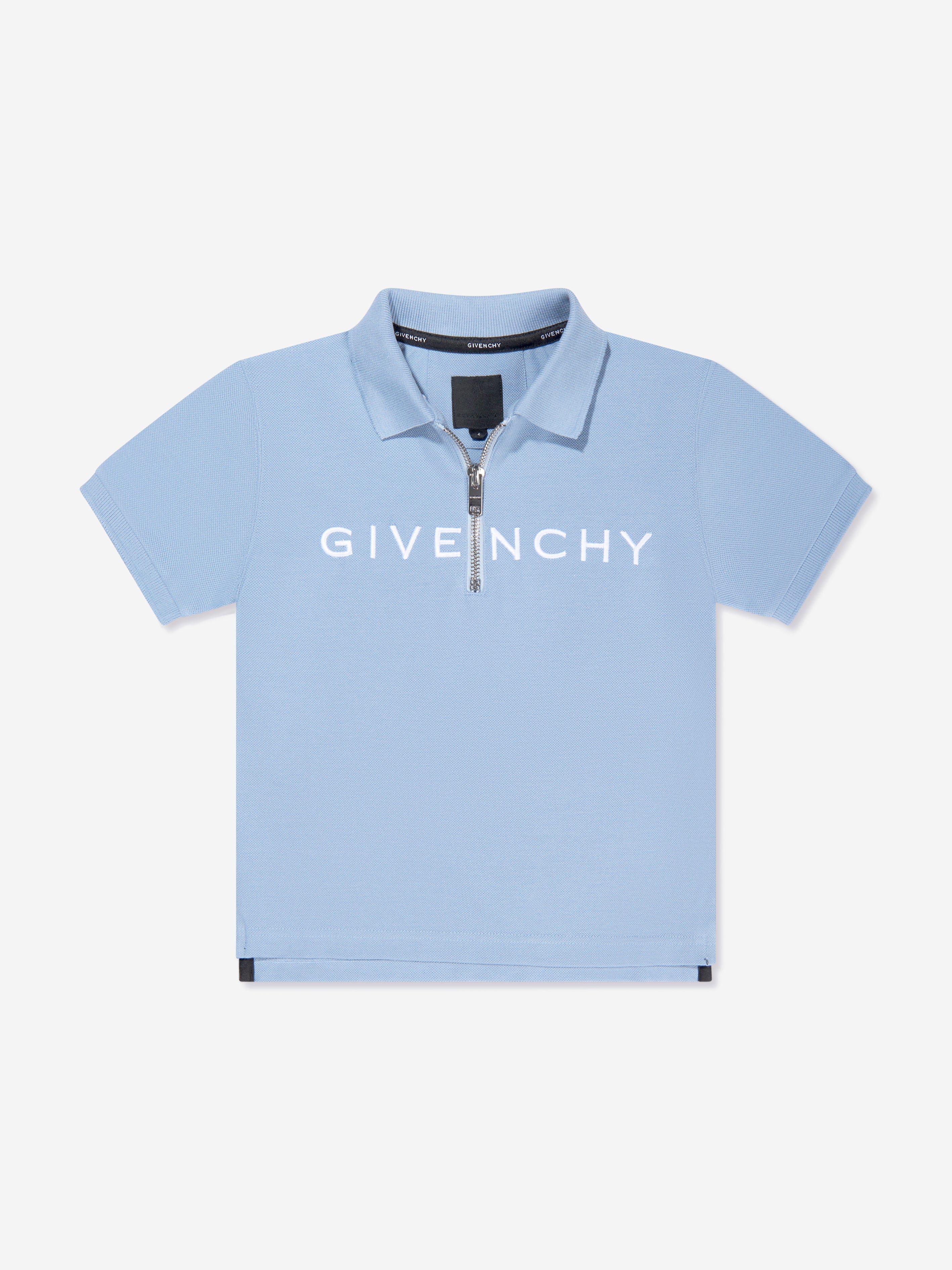 Givenchy Boys Half Zip Logo Polo Shirt in Blue