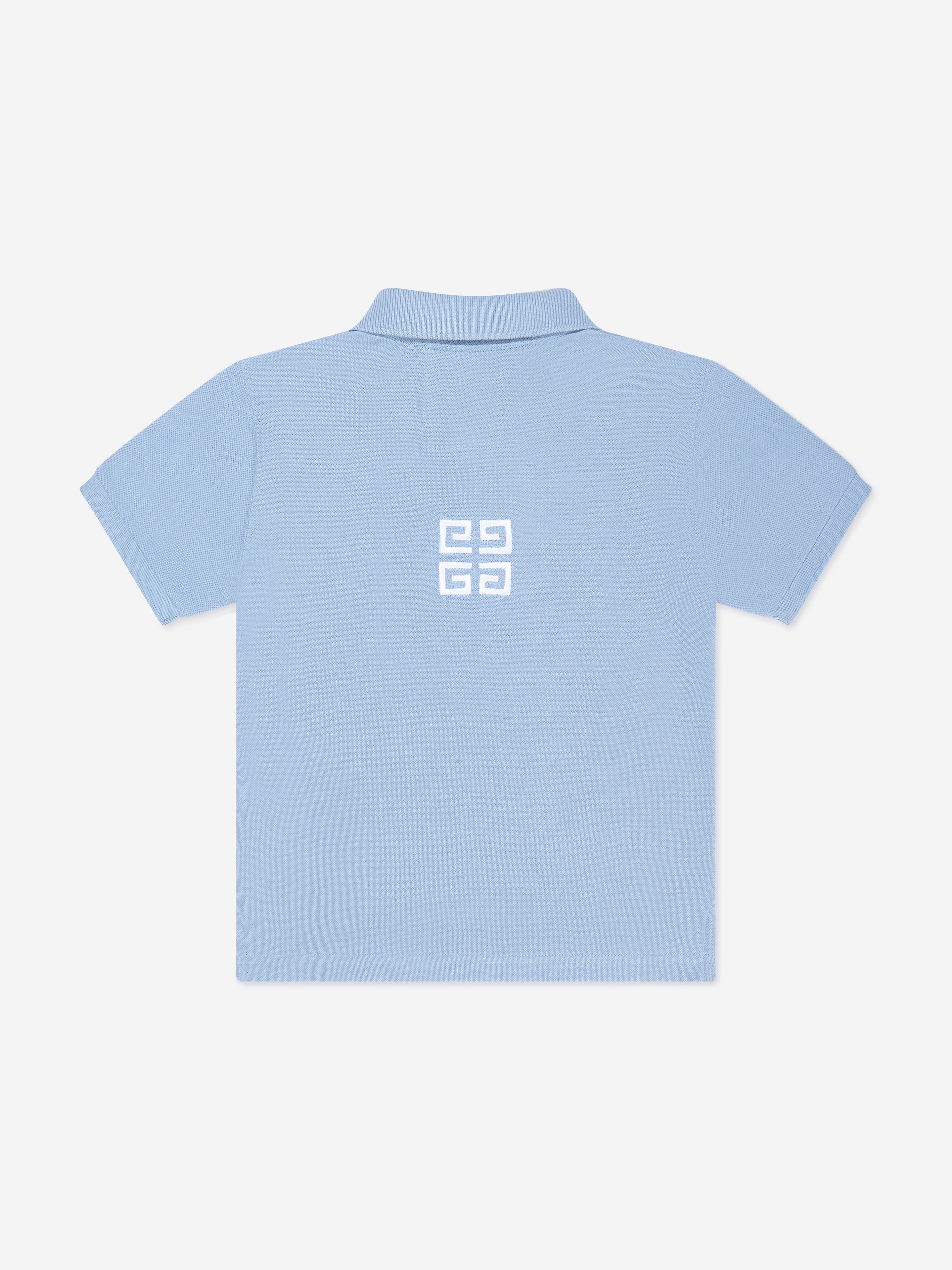 Givenchy Boys Half Zip Logo Polo Shirt in Blue