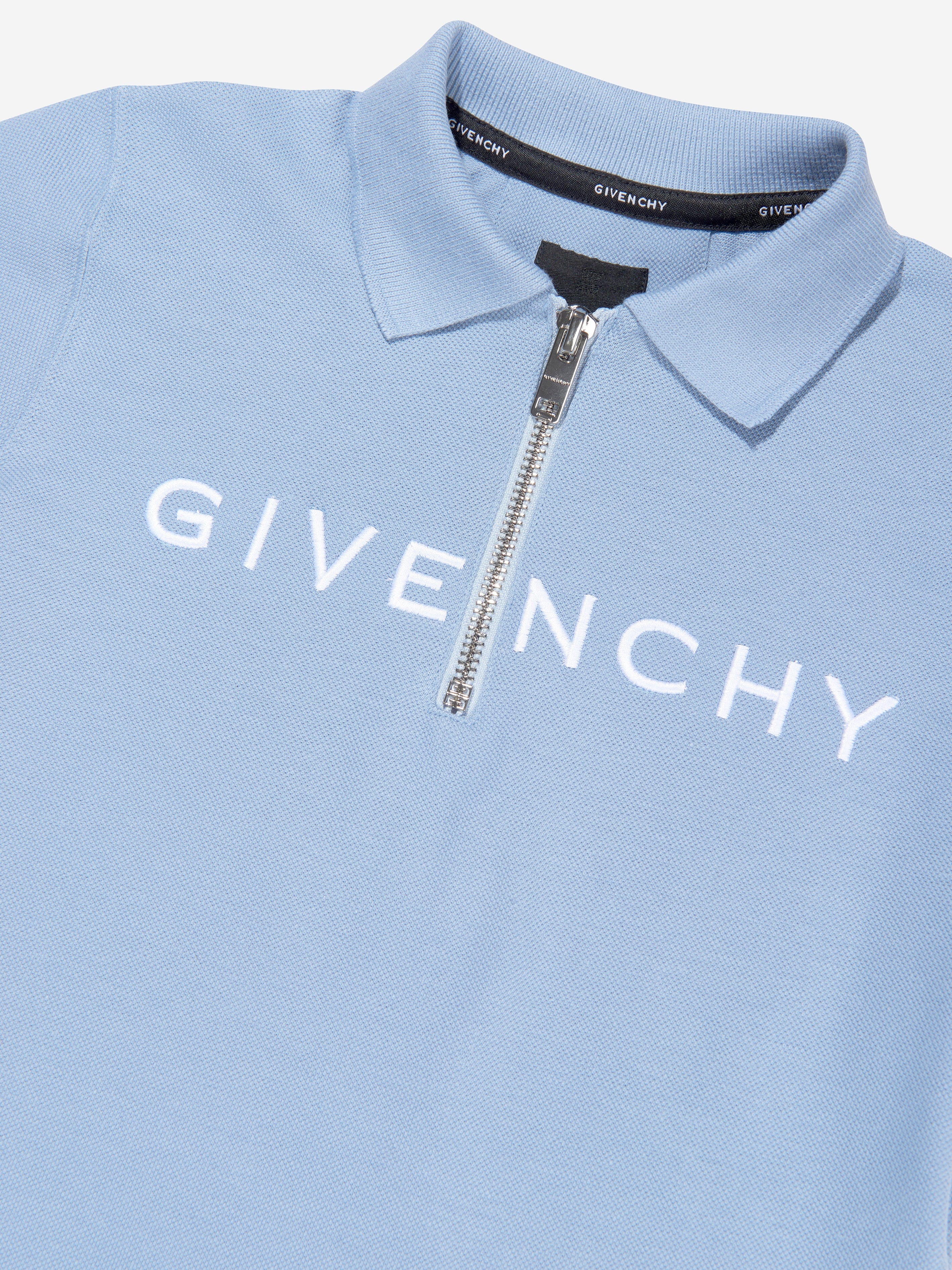 Givenchy Boys Half Zip Logo Polo Shirt in Blue