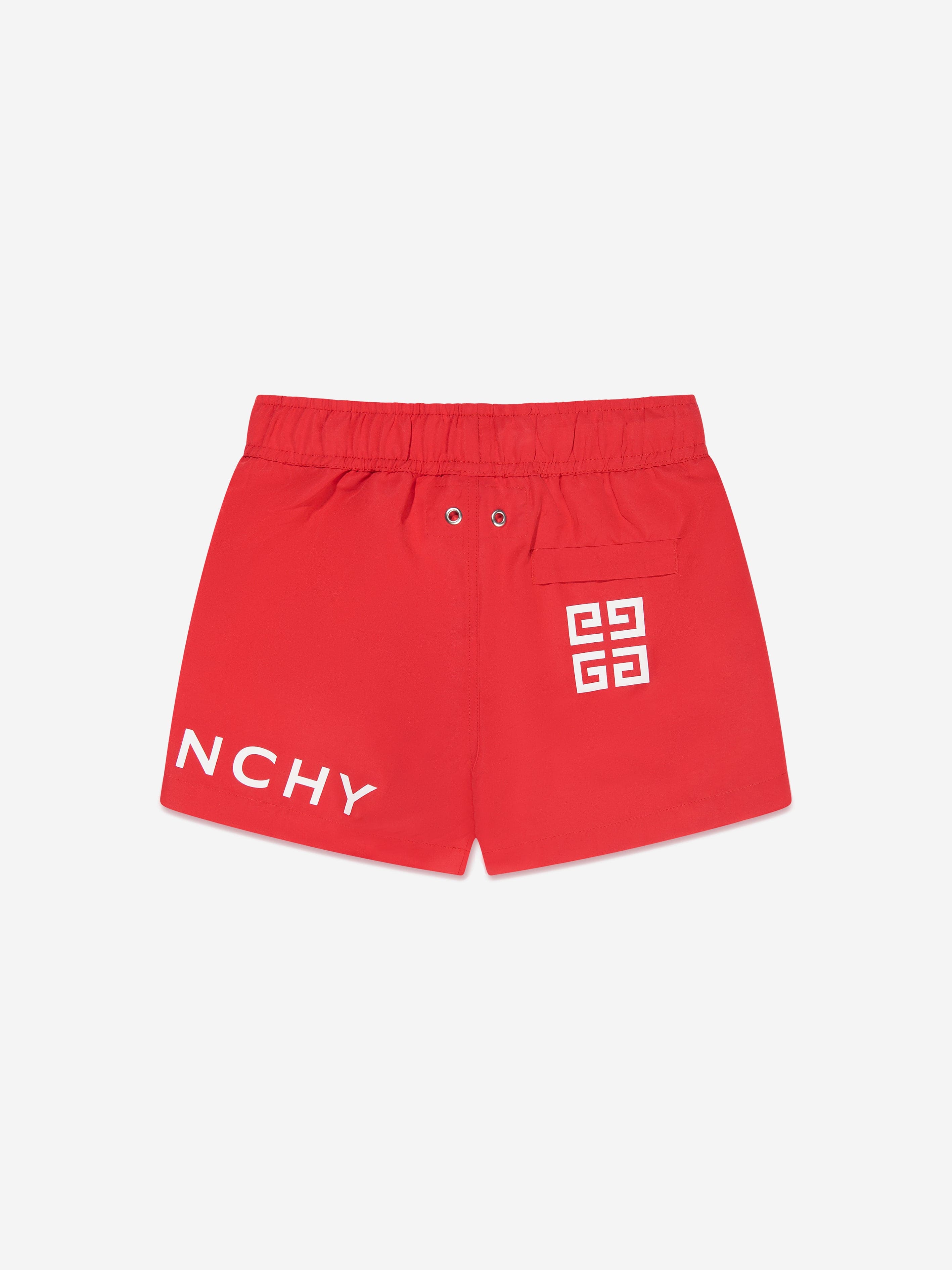 Givenchy Boys Logo Print Swim Shorts in Red