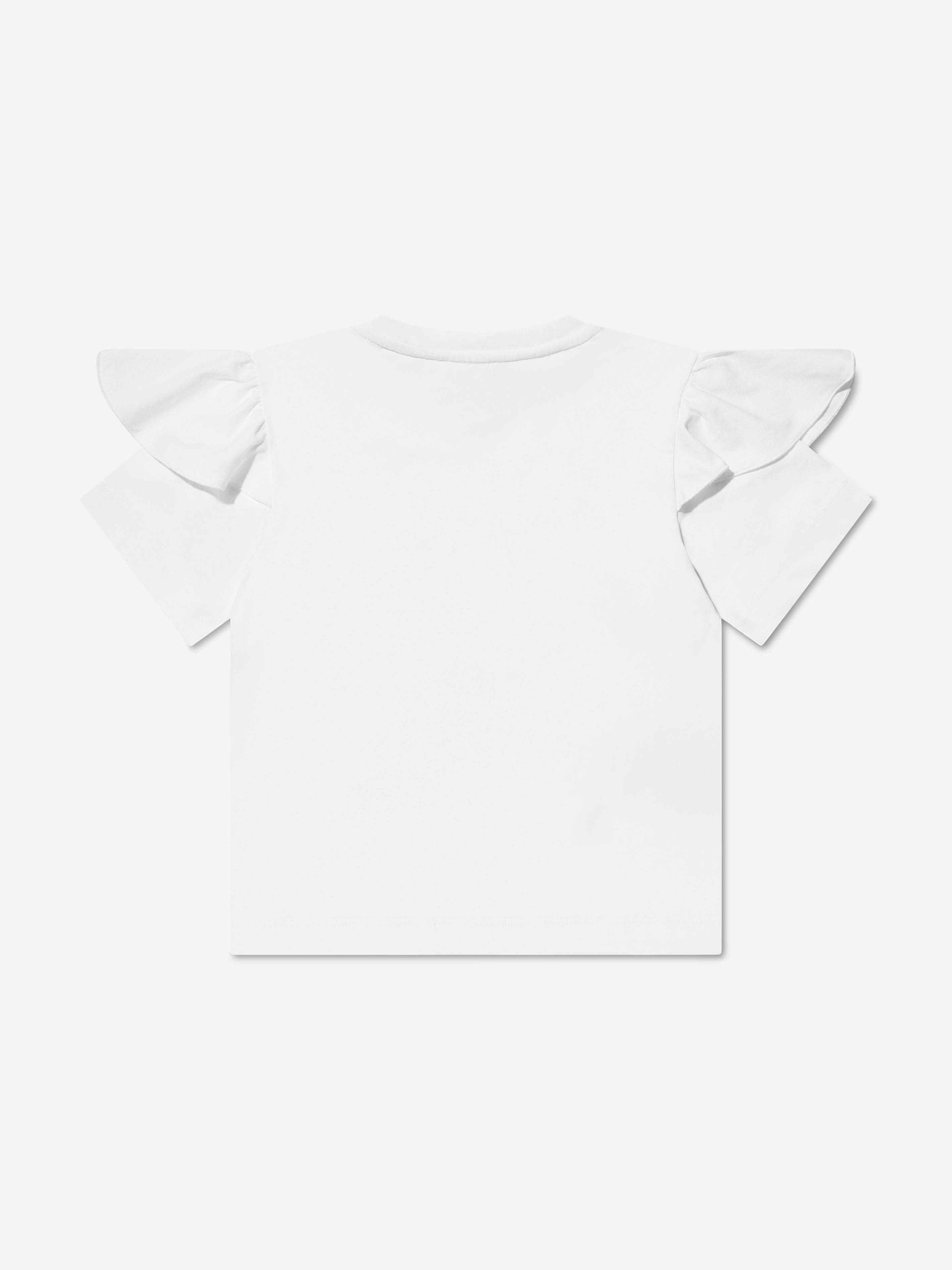 Givenchy Girls Logo Print Ruffle T-Shirt in White