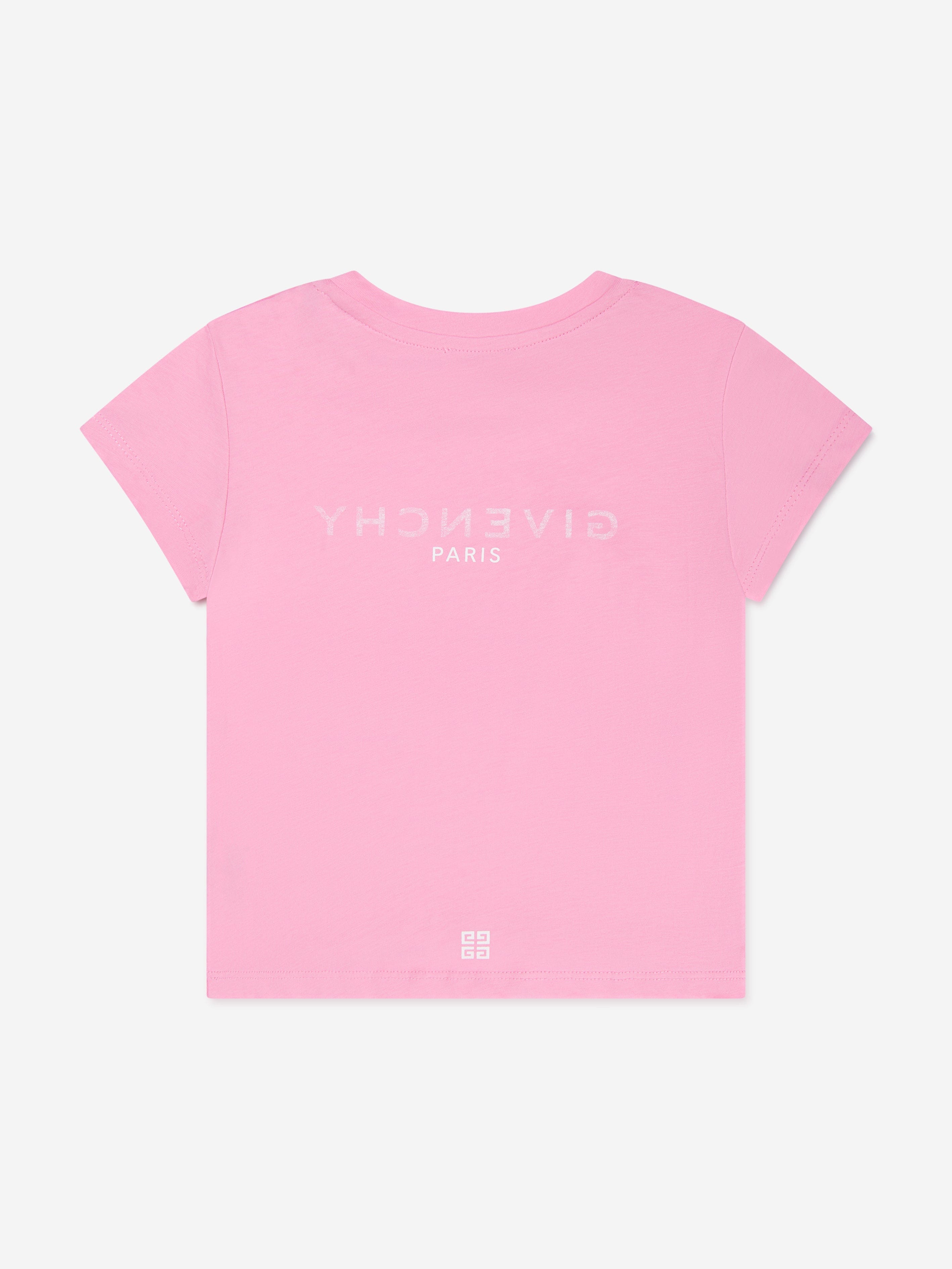 Givenchy Girls Logo Print T-Shirt in Pink