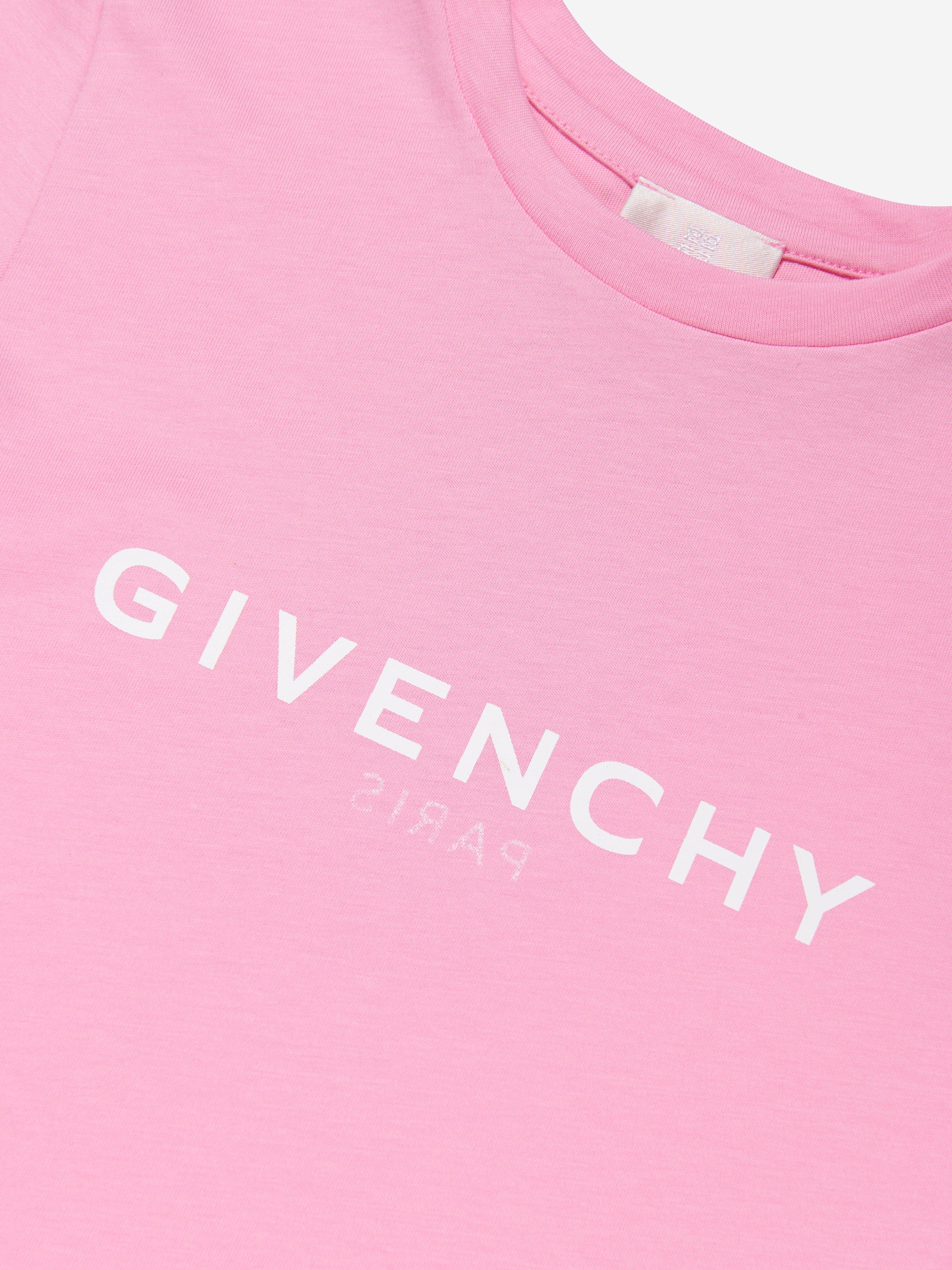 Givenchy Girls Logo Print T-Shirt in Pink