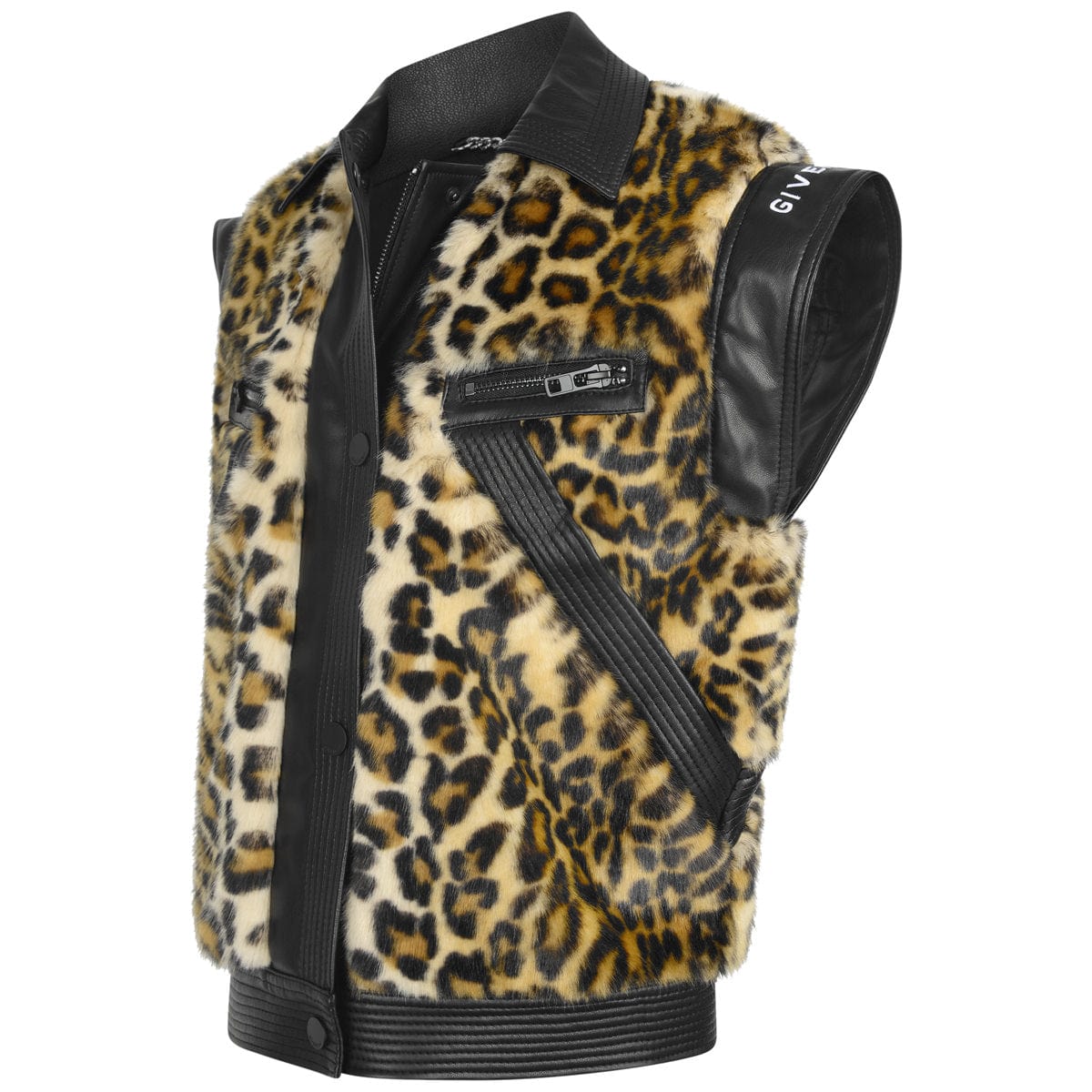 Givenchy Girls Black Leopard Faux Fur Gilet