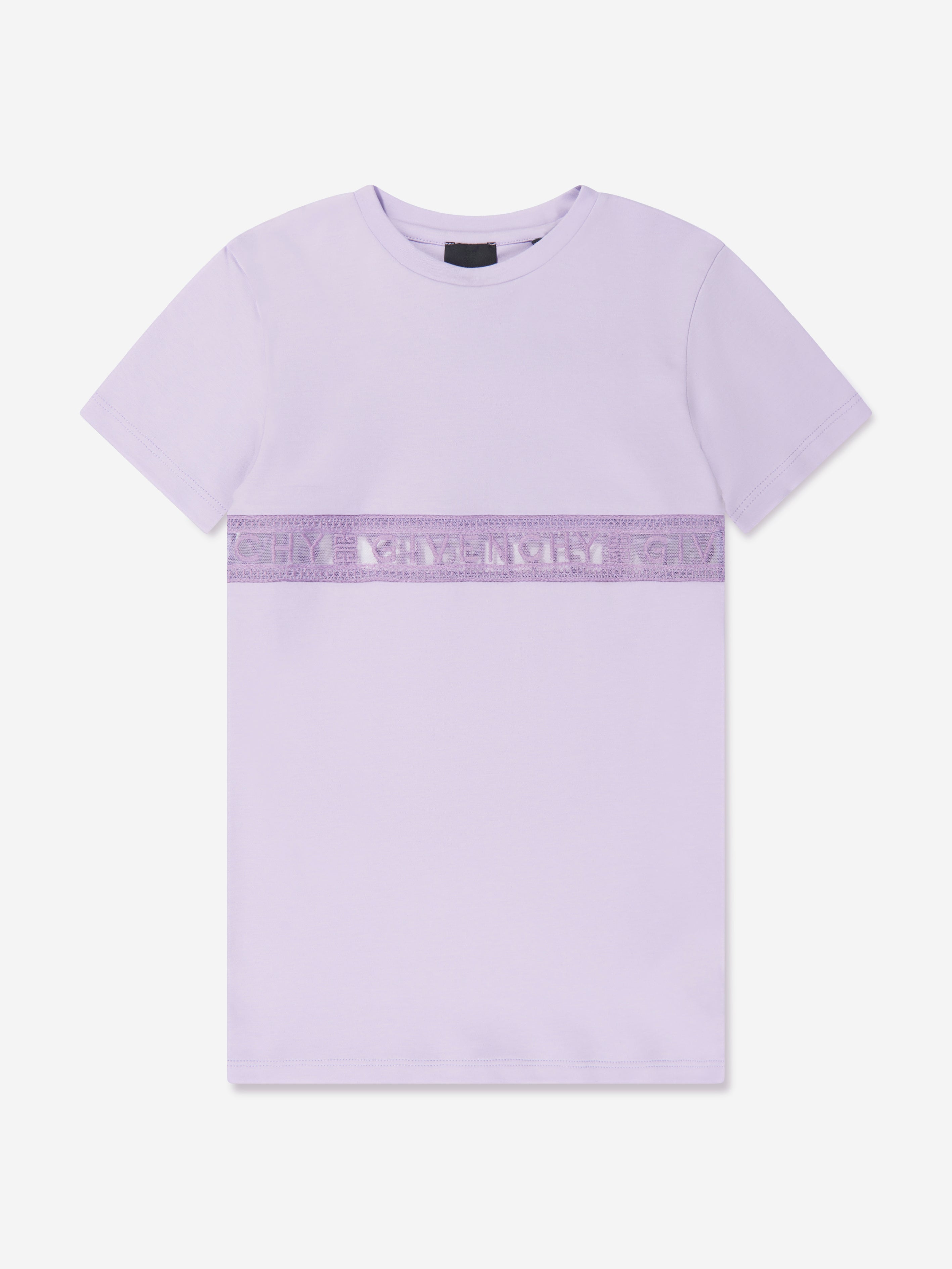 Givenchy Girls Lace Band Logo Dress in Lilac