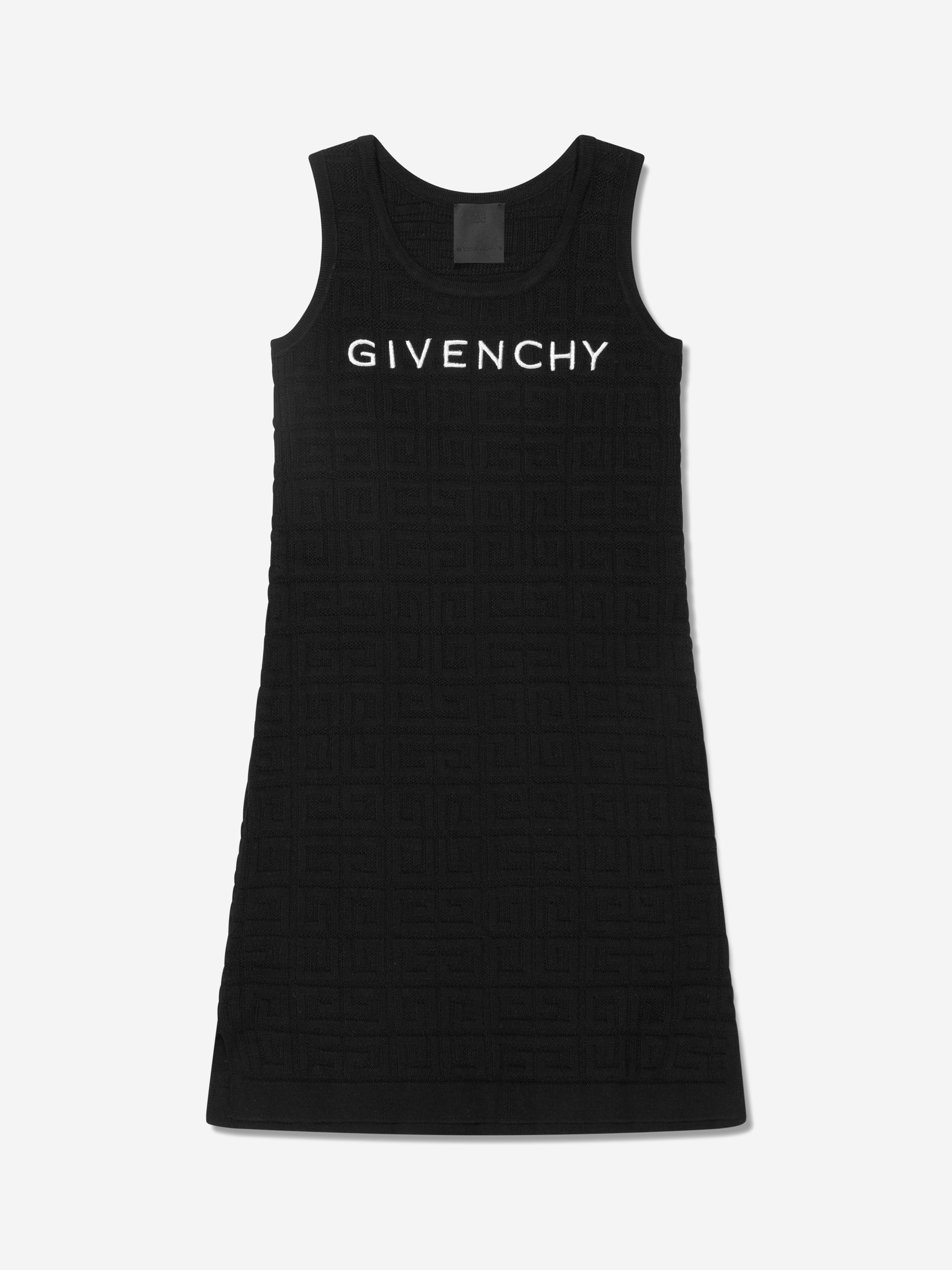 Givenchy Girls Knitted Sleeveless Logo Dress in Black