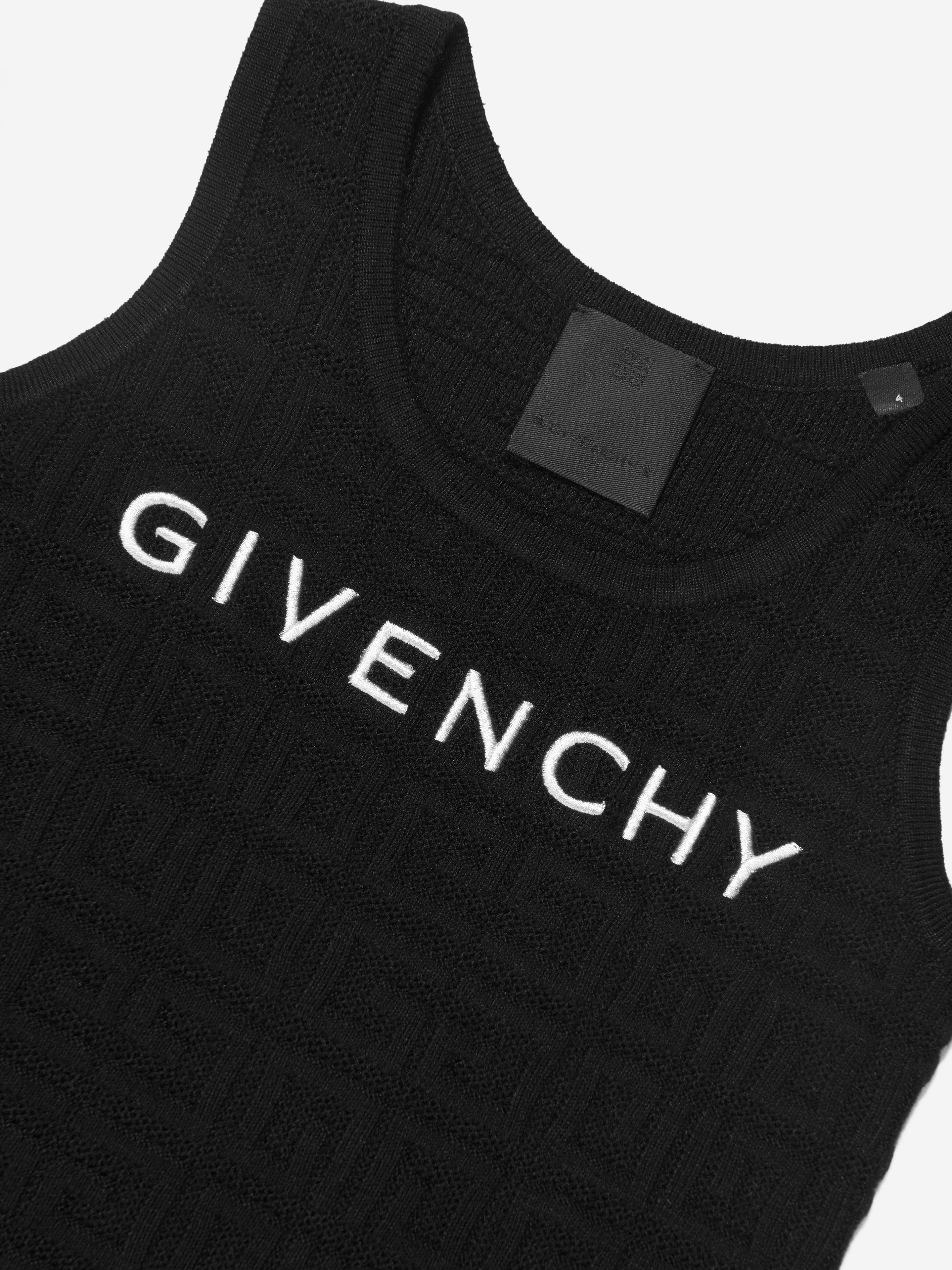 Givenchy Girls Knitted Sleeveless Logo Dress in Black