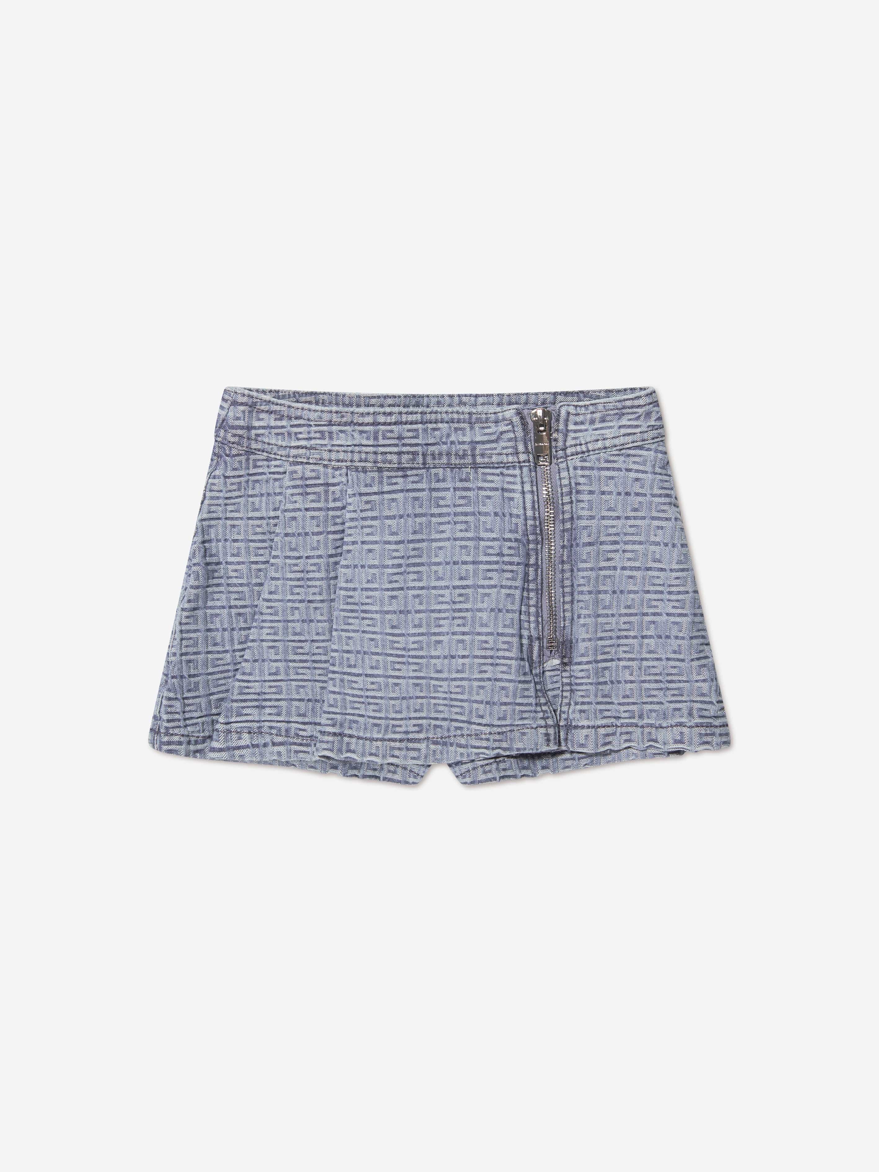 Givenchy Girls 4G Logo Denim Skort in Blue